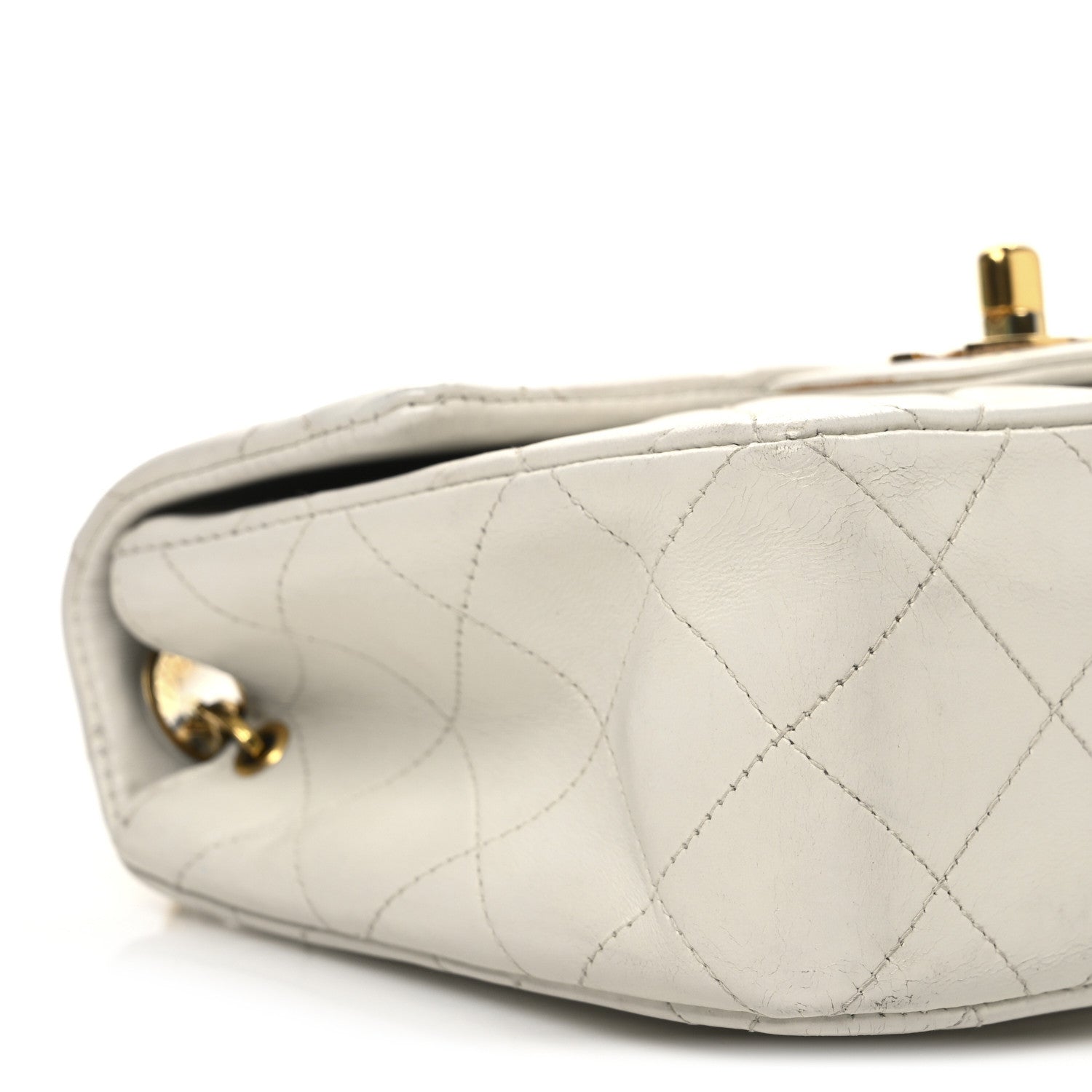 Lambskin Quilted Mini Square Flap White