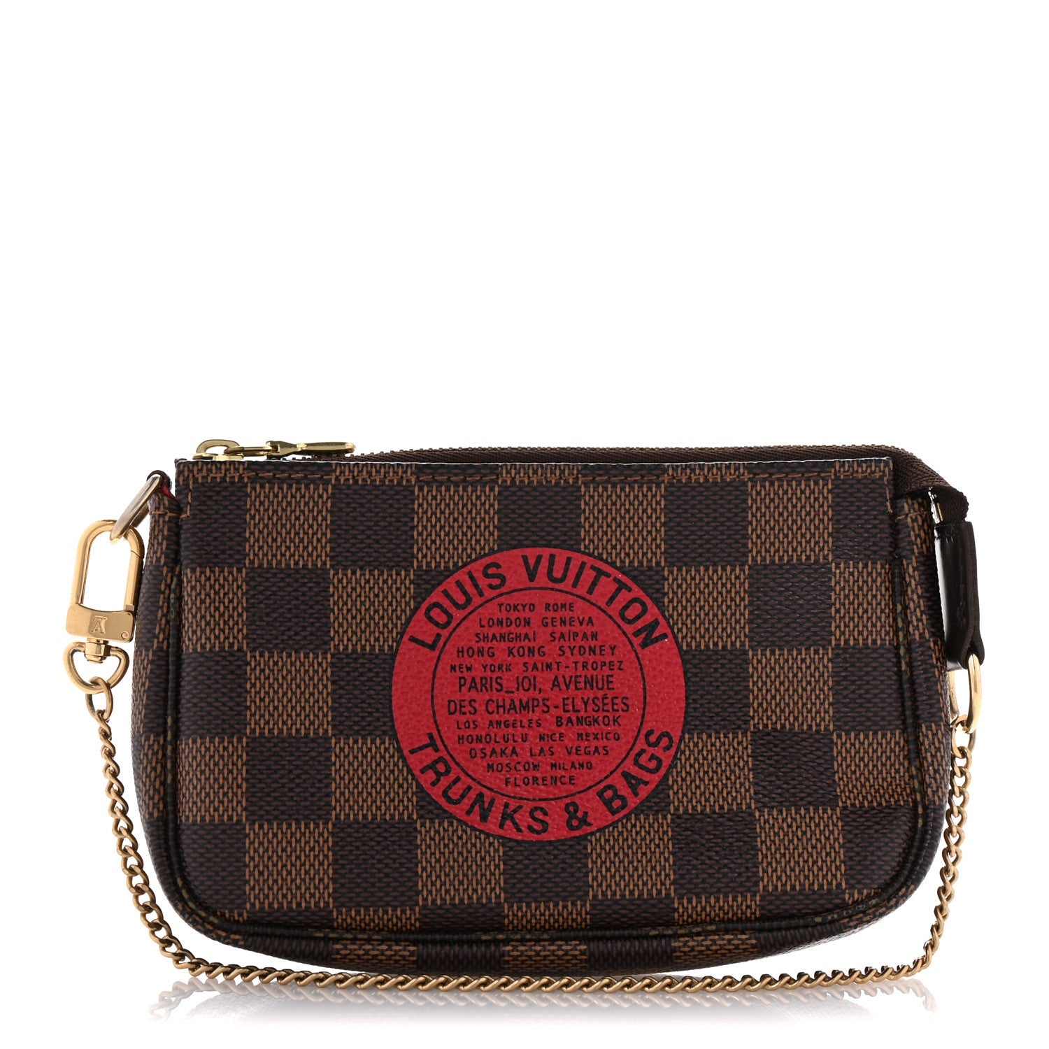 Damier Ebene Complice Trunks and Bags Mini Pochette Accessories Red