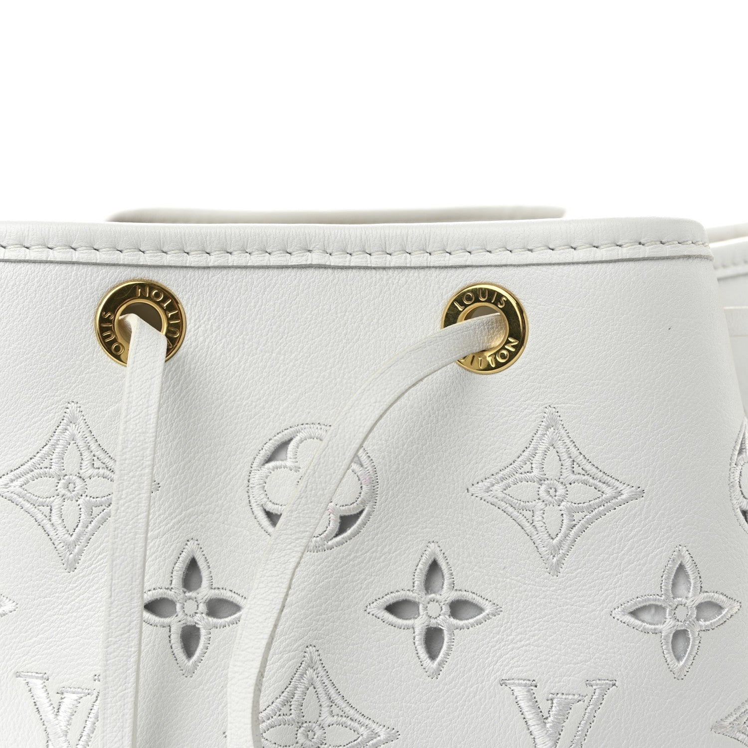 Calfskin Monogram Cutout Petit Noe White