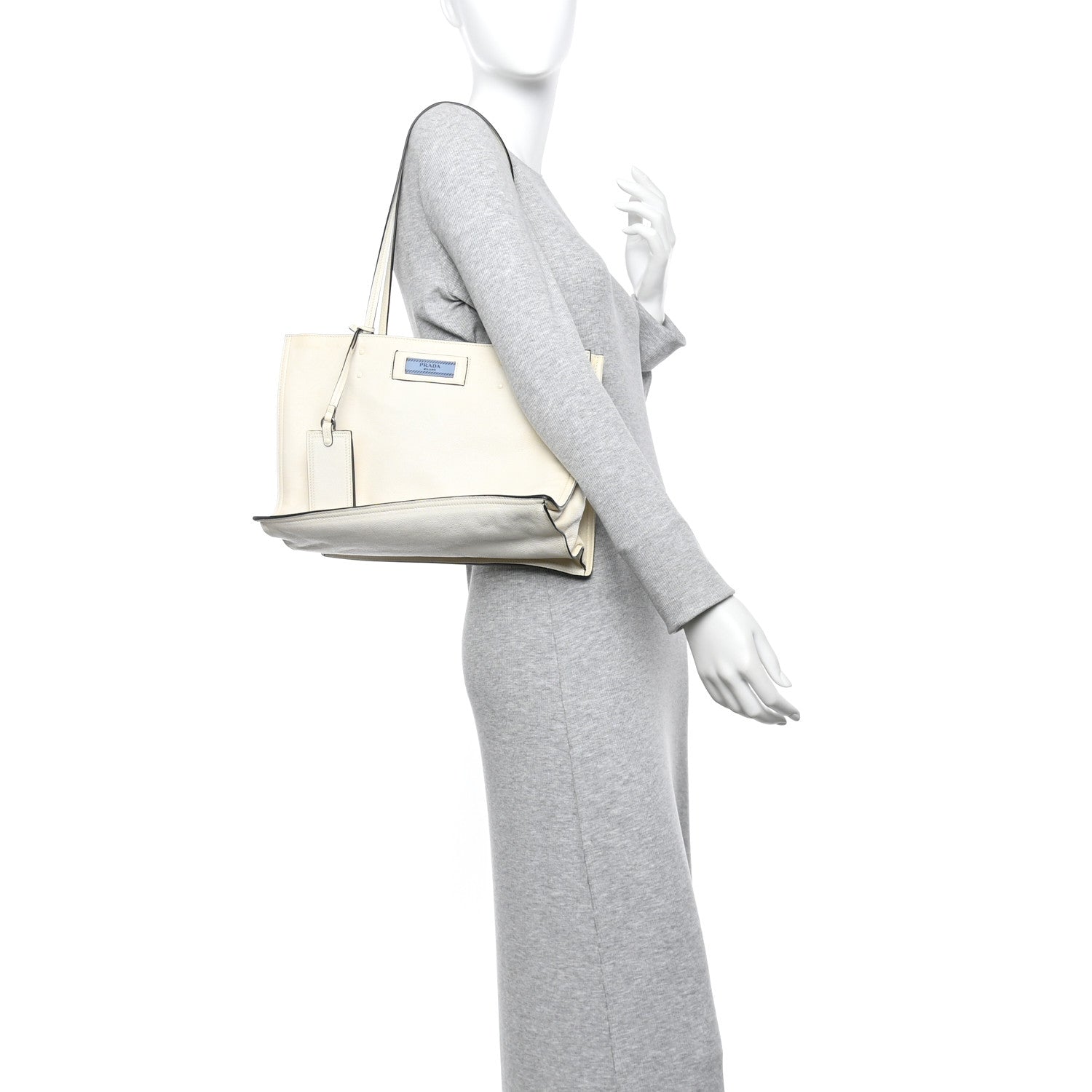 Glace Calf Etiquette Tote Bianco Astra