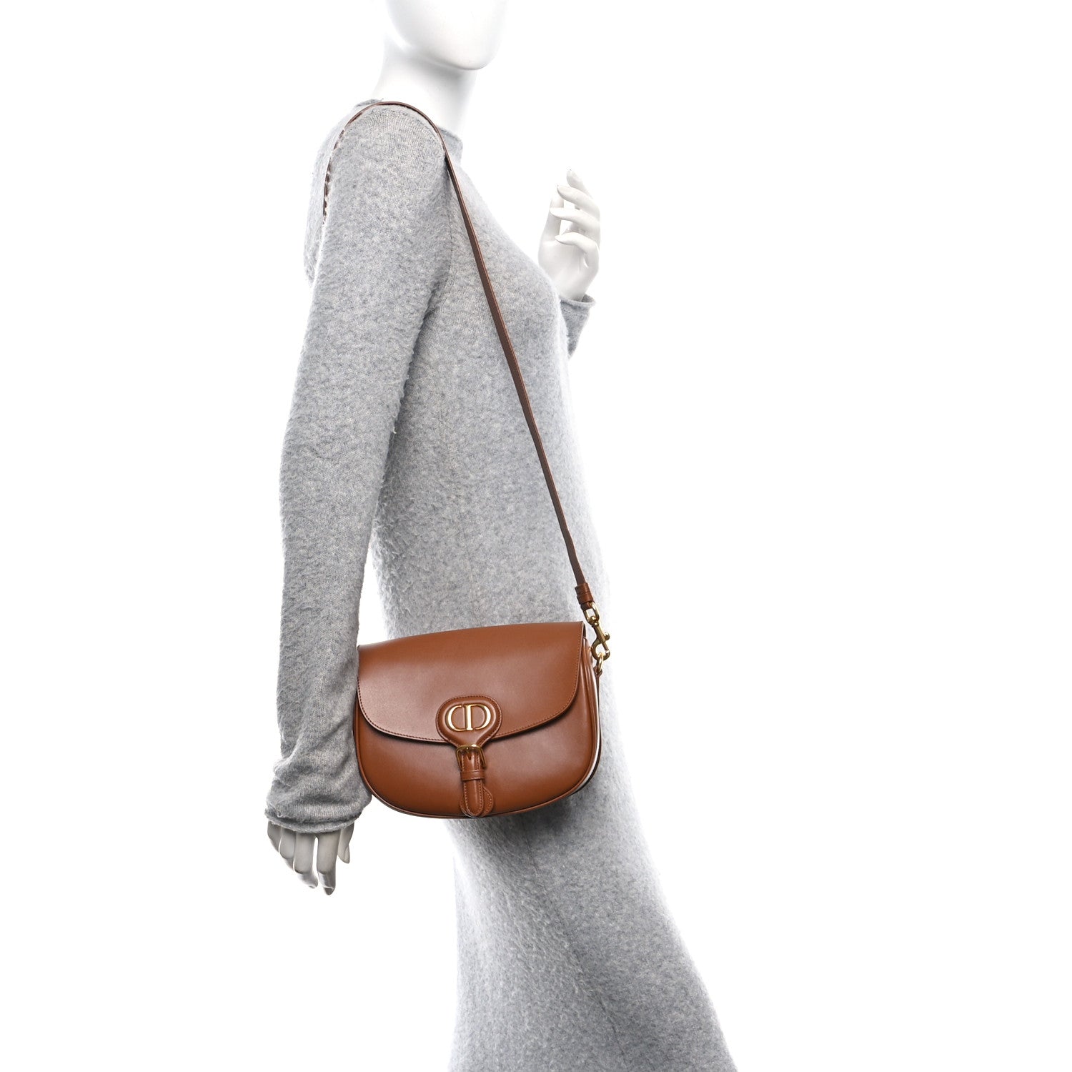 Box Calfskin Medium Bobby Flap Dark Tan