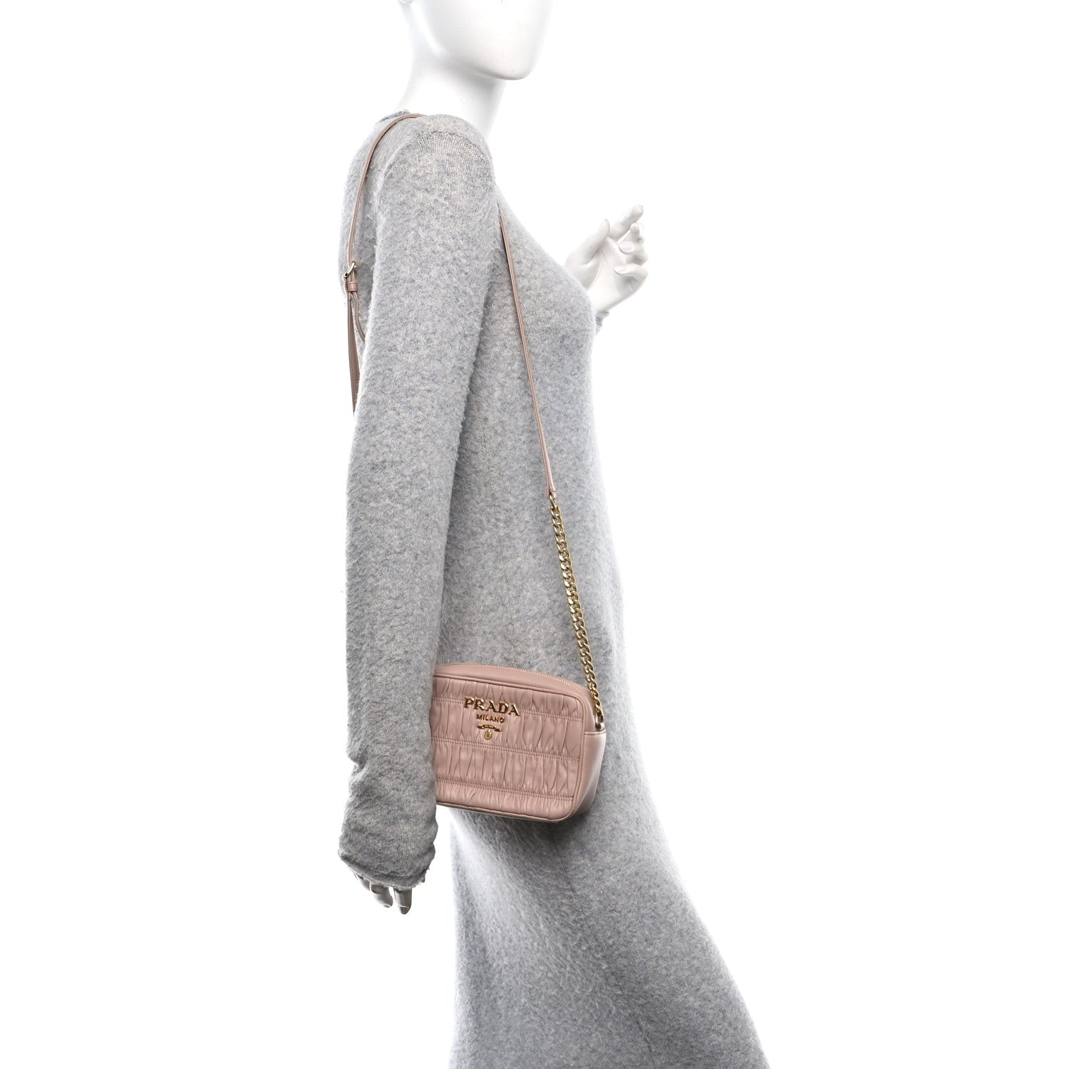 Nappa Gaufre Camera Bag Cipria