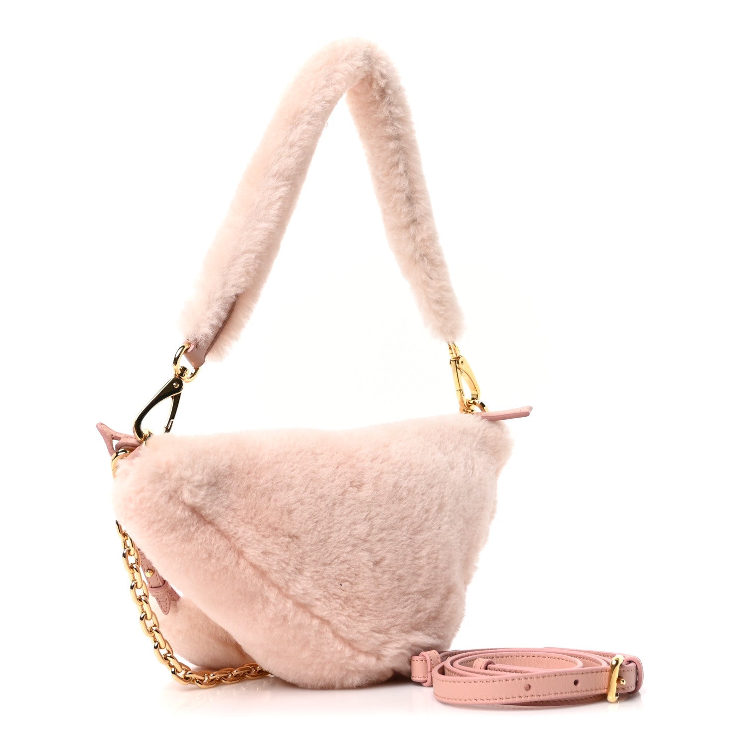 Montone Shearling Mini Triangle Bag Orchidea