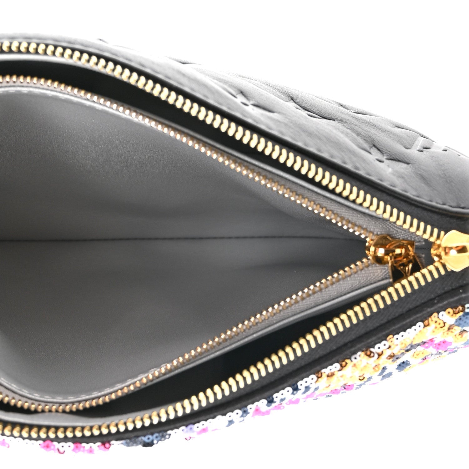 Lambskin Satin Sequin Embellished Monogram Coussin BB Black Multicolor