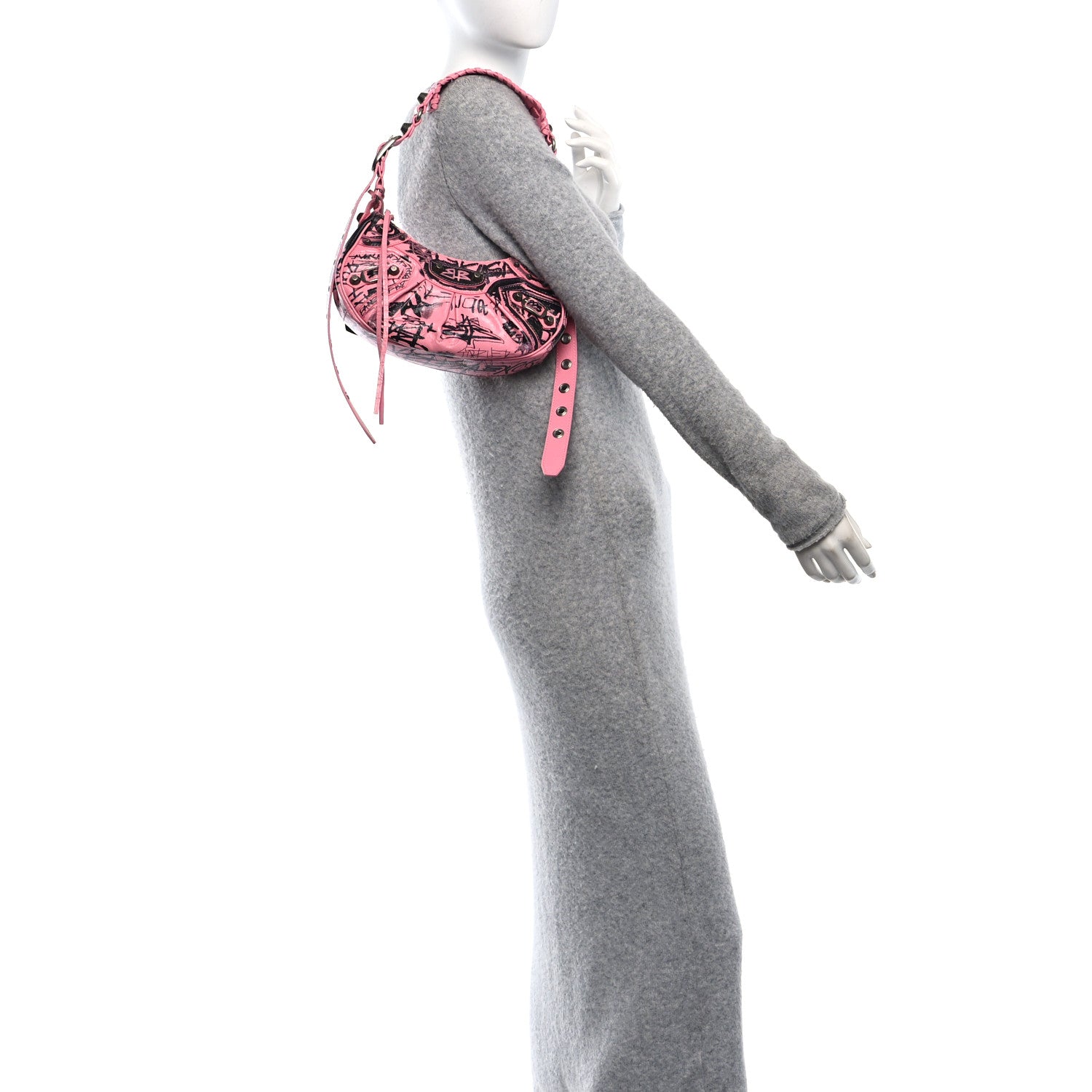 Agneau Arena Graffiti Le Cagole Shoulder Bag XS Sweet Pink