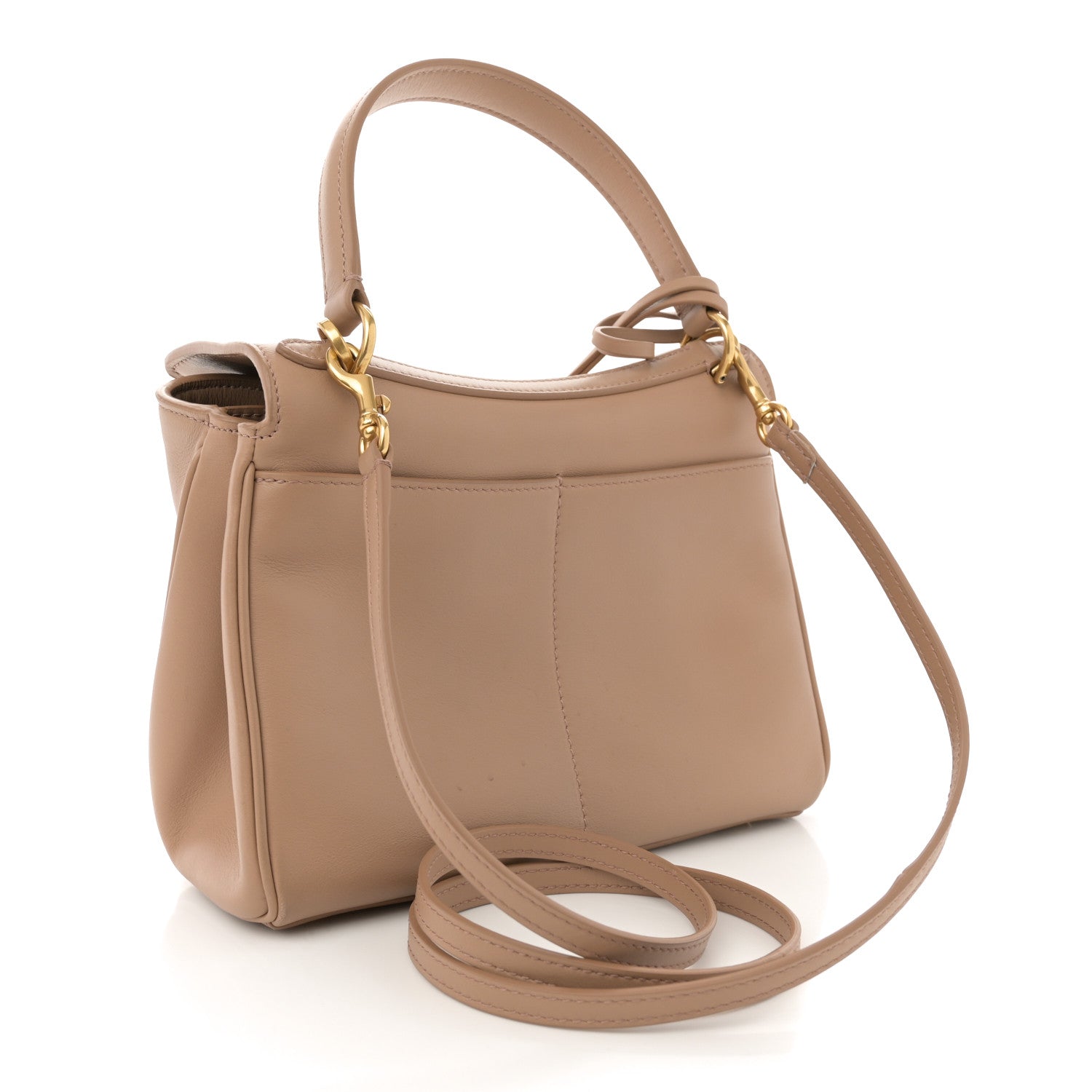 Natural Smooth Calfskin Mini Rodeo Top Handle Handbag Latte