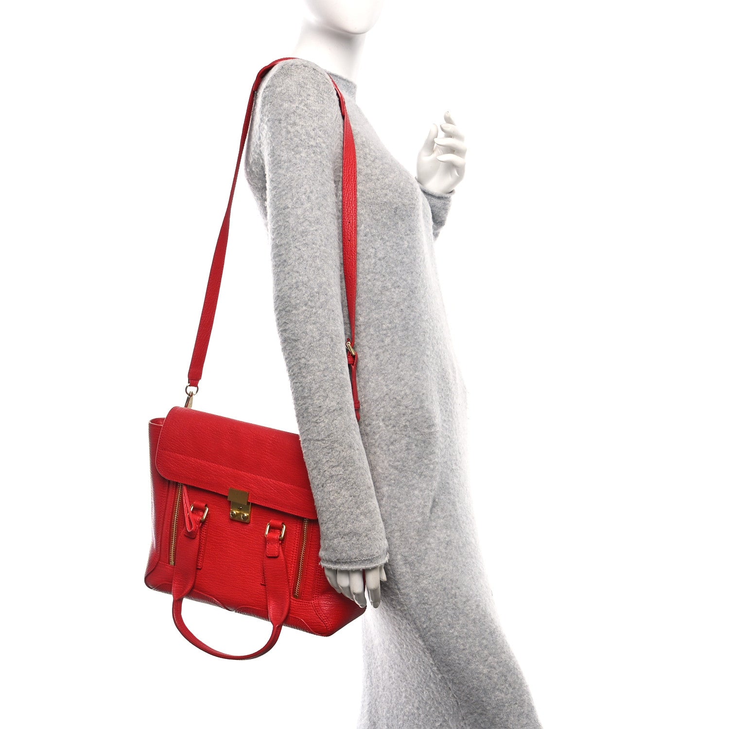 Textured Calfskin Medium Pashli Satchel Red