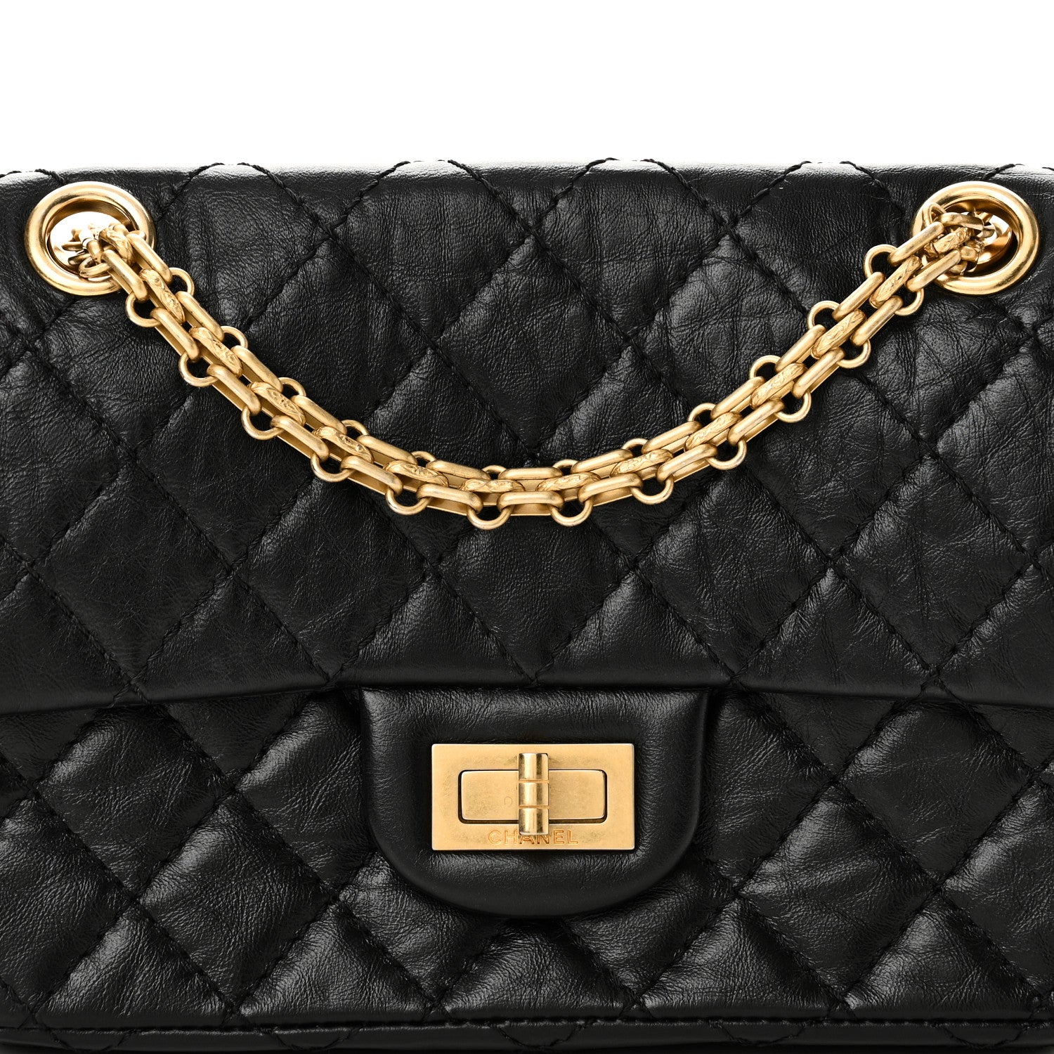 Aged Calfskin Quilted 2.55 Reissue Mini Flap Black