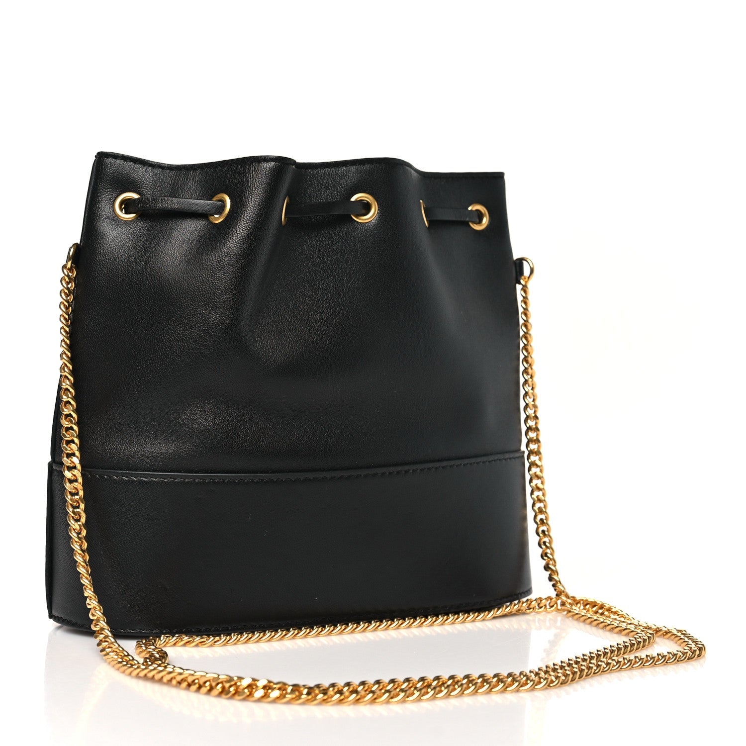 Nappa Mini VLogo Signature Chain Bucket Bag Black