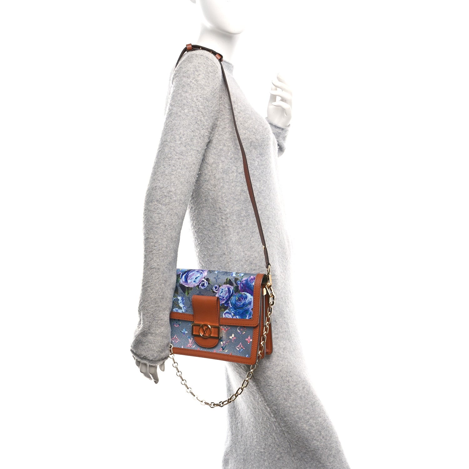 Metallic Monogram LV Garden Dauphine MM Blue