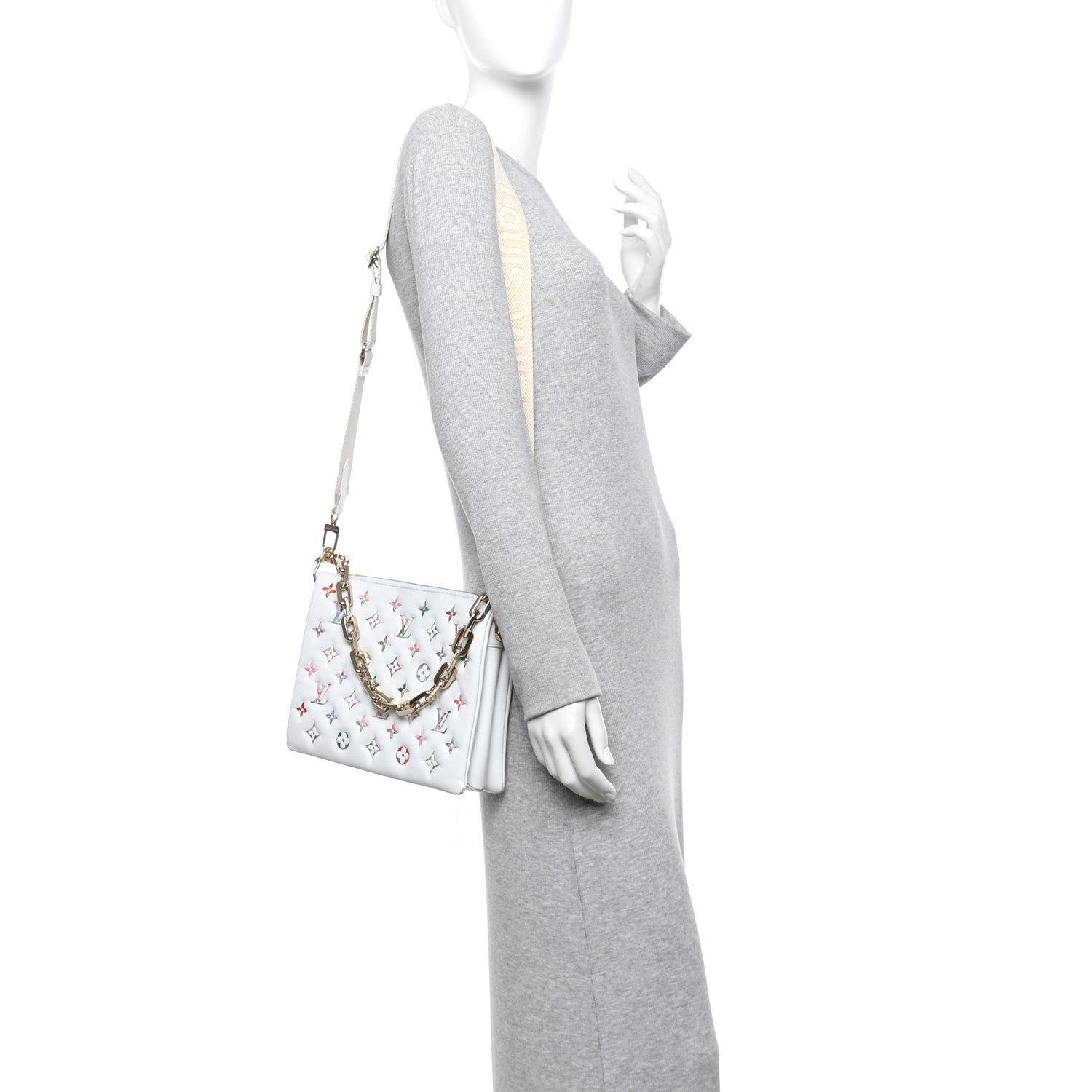 Lambskin Embossed Monogram LV Garden Coussin PM Cream