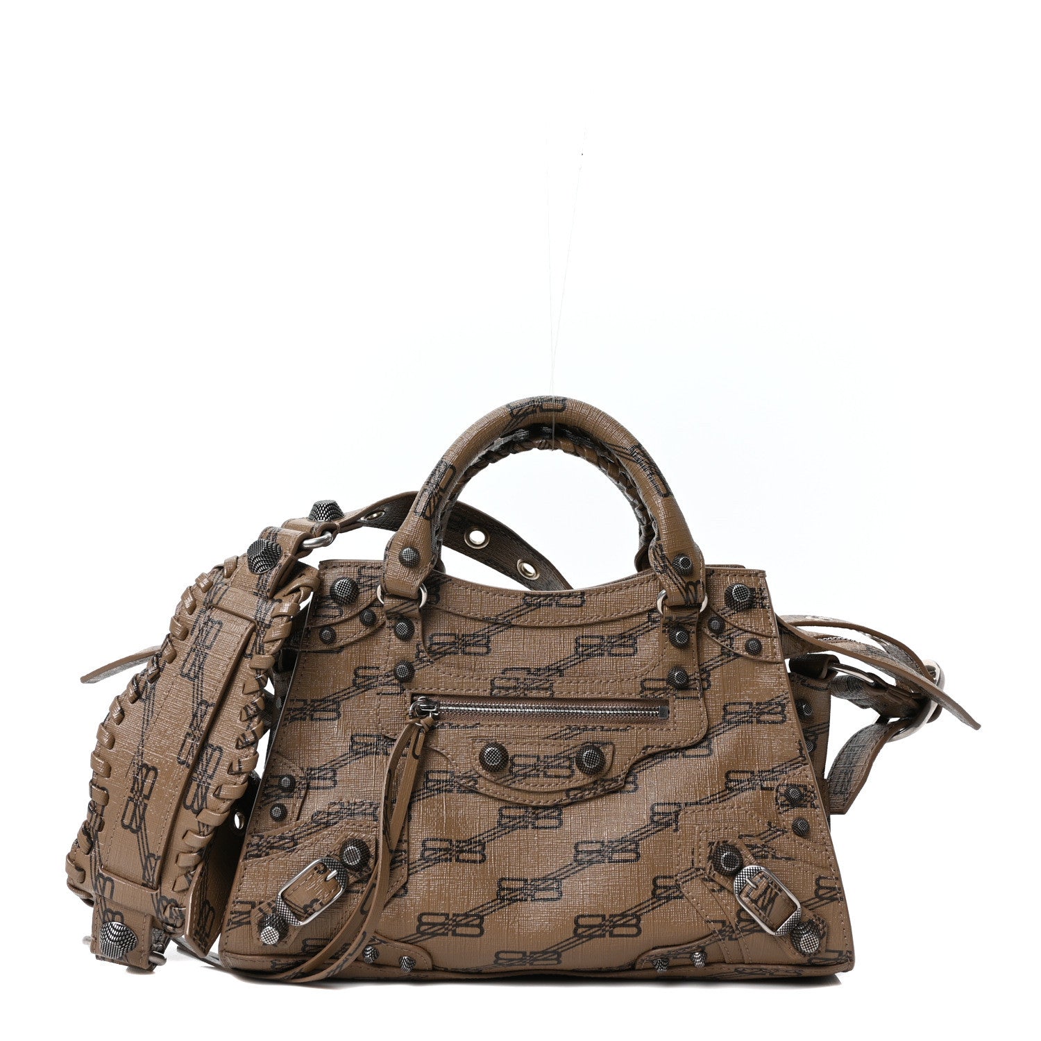 Coated Canvas BB Monogram Neo Cagole Handbag XS Beige Brown