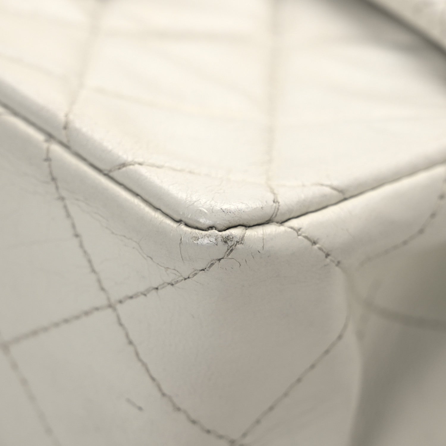 Lambskin Quilted Mini Square Flap White
