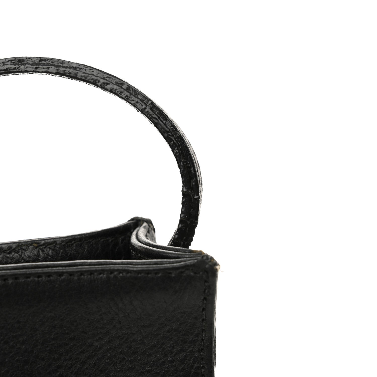 Grained Calfskin Fleur De Lis Square Pocket Crossbody Black