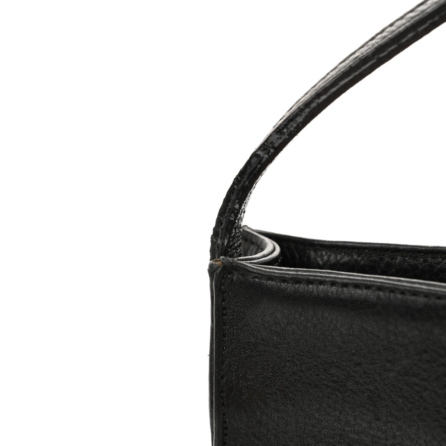 Grained Calfskin Fleur De Lis Square Pocket Crossbody Black