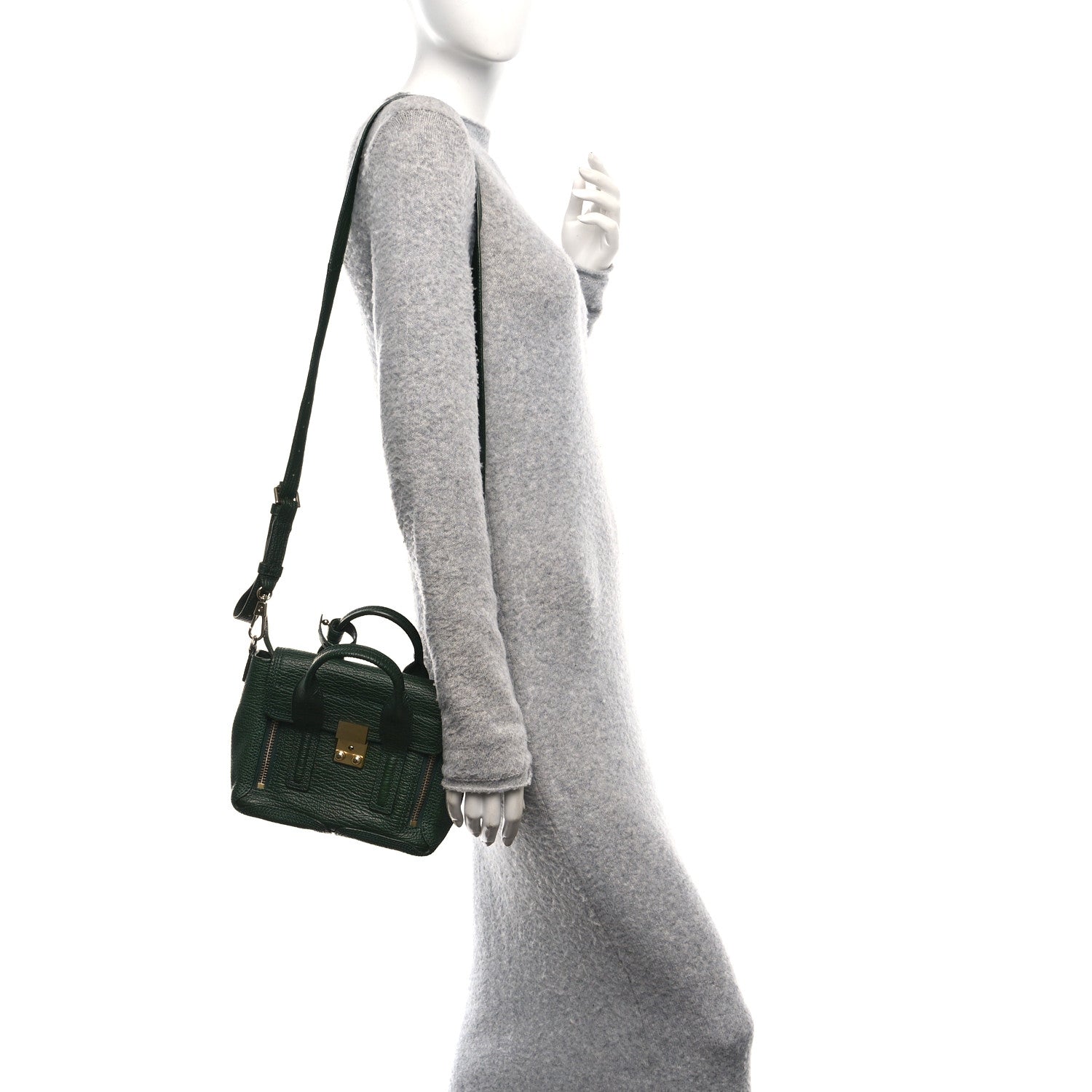 Textured Calfskin Mini Pashli Satchel Military Green