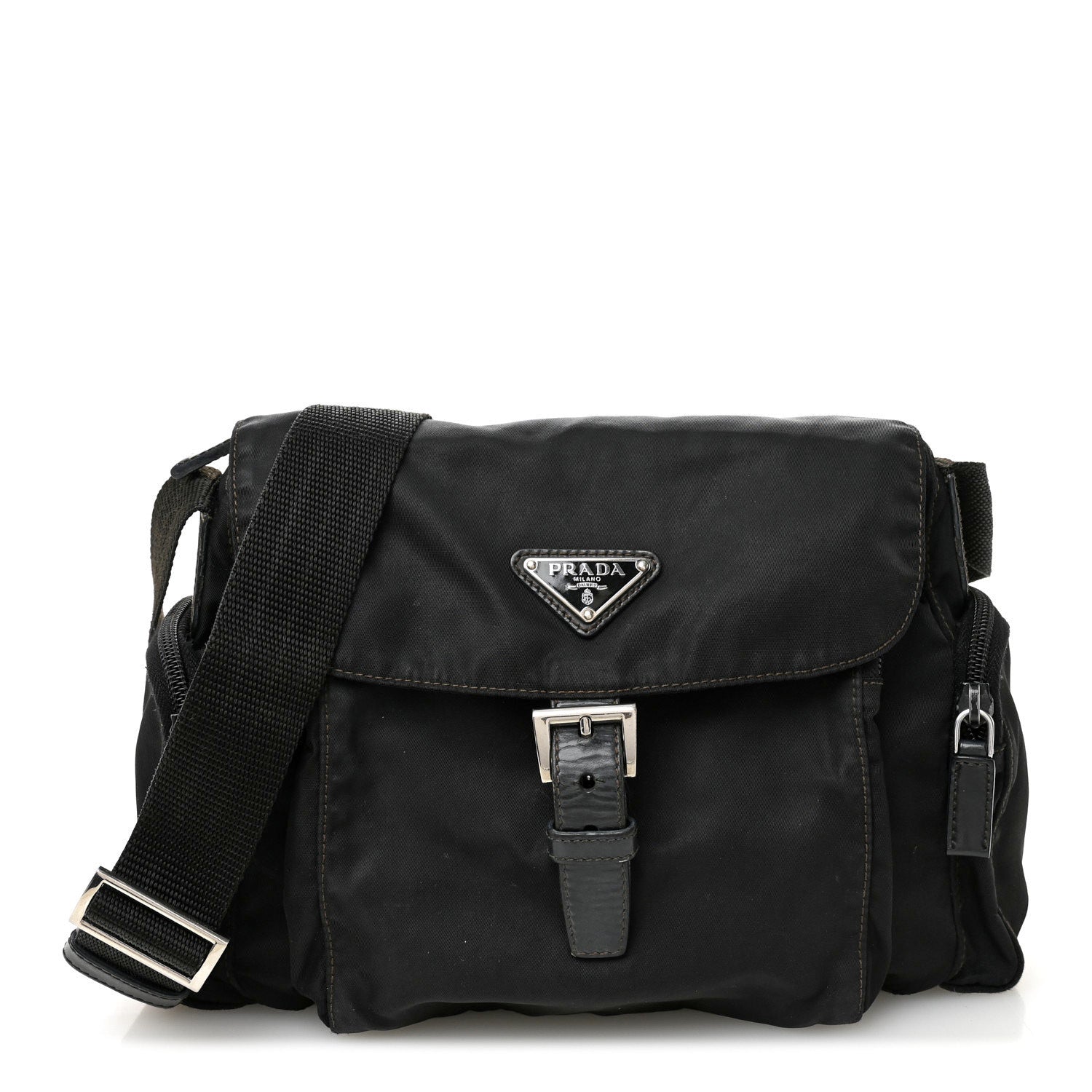 Tessuto Nylon Saffiano Small Vela Messenger Black