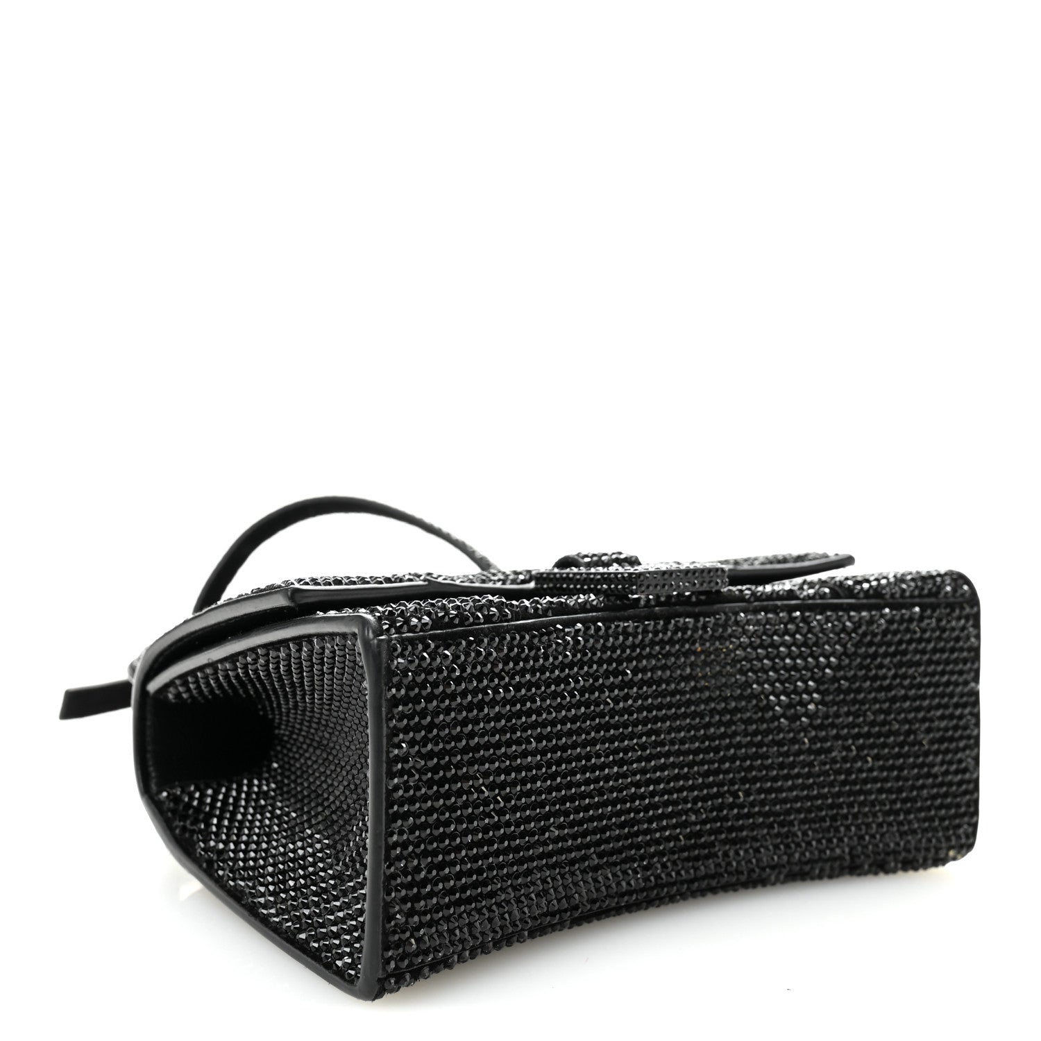 Strass Suede Hourglass Top Handle Bag XS Black Jet