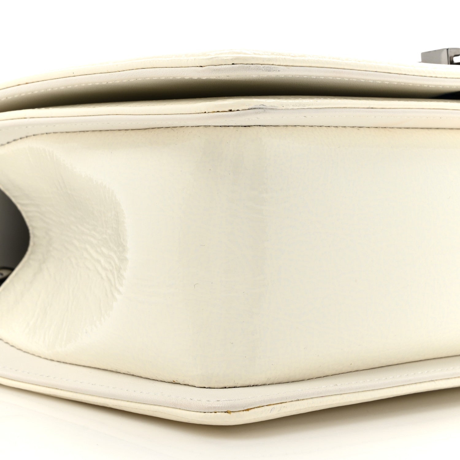 Patent Tweed Medium Boy Flap White