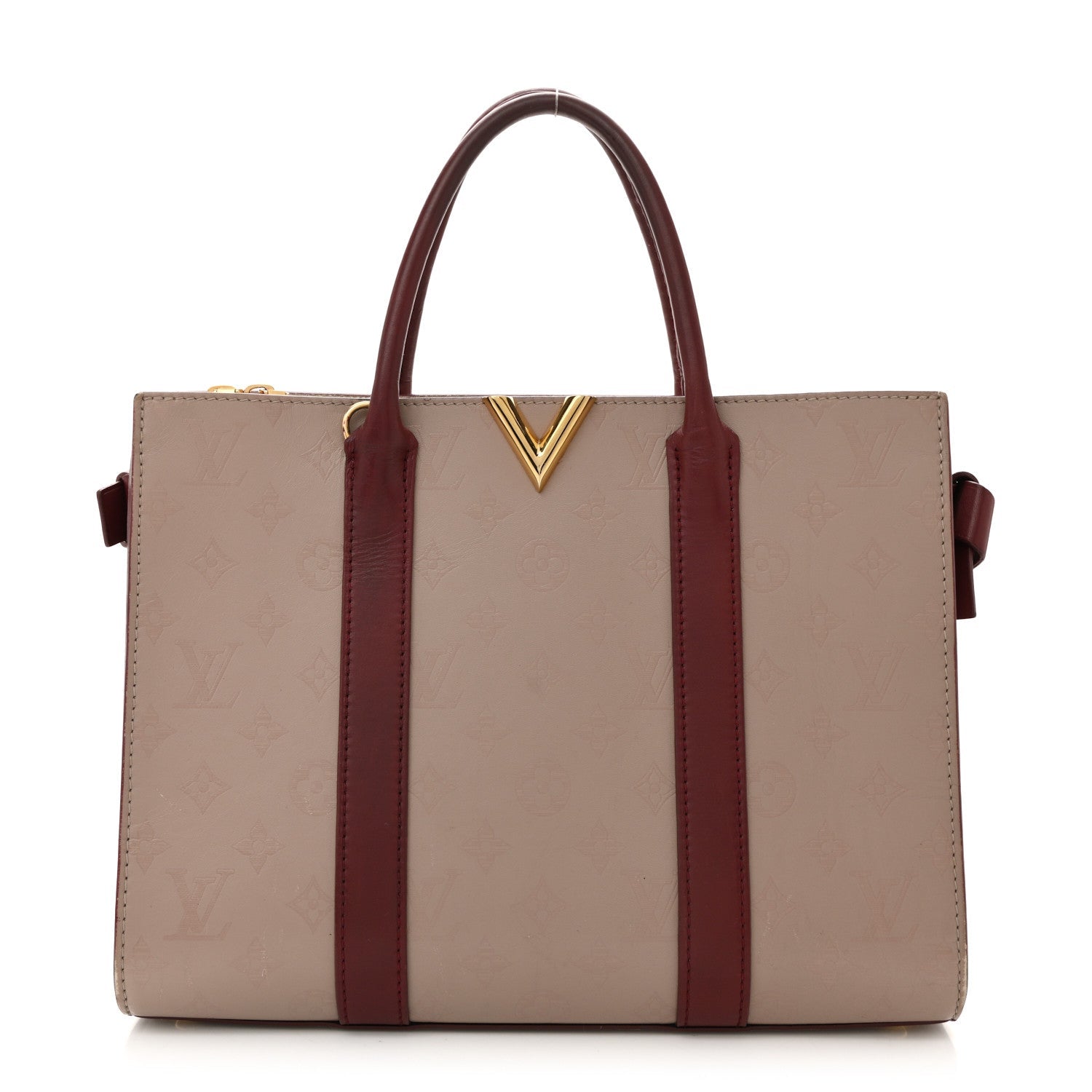 Monogram Cuir Plume Very Tote MM Mastic Raisin