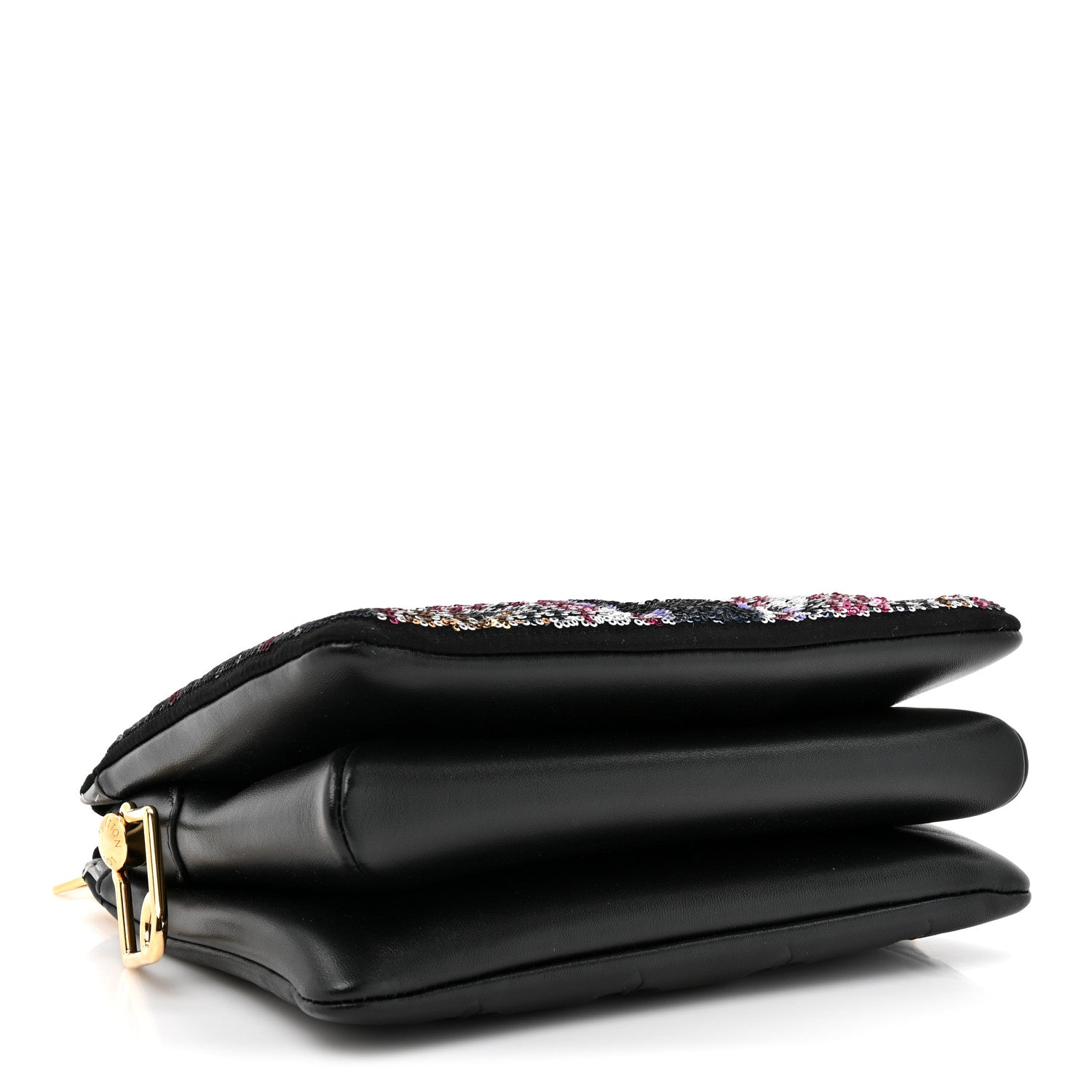 Lambskin Satin Sequin Embellished Monogram Coussin BB Black Multicolor