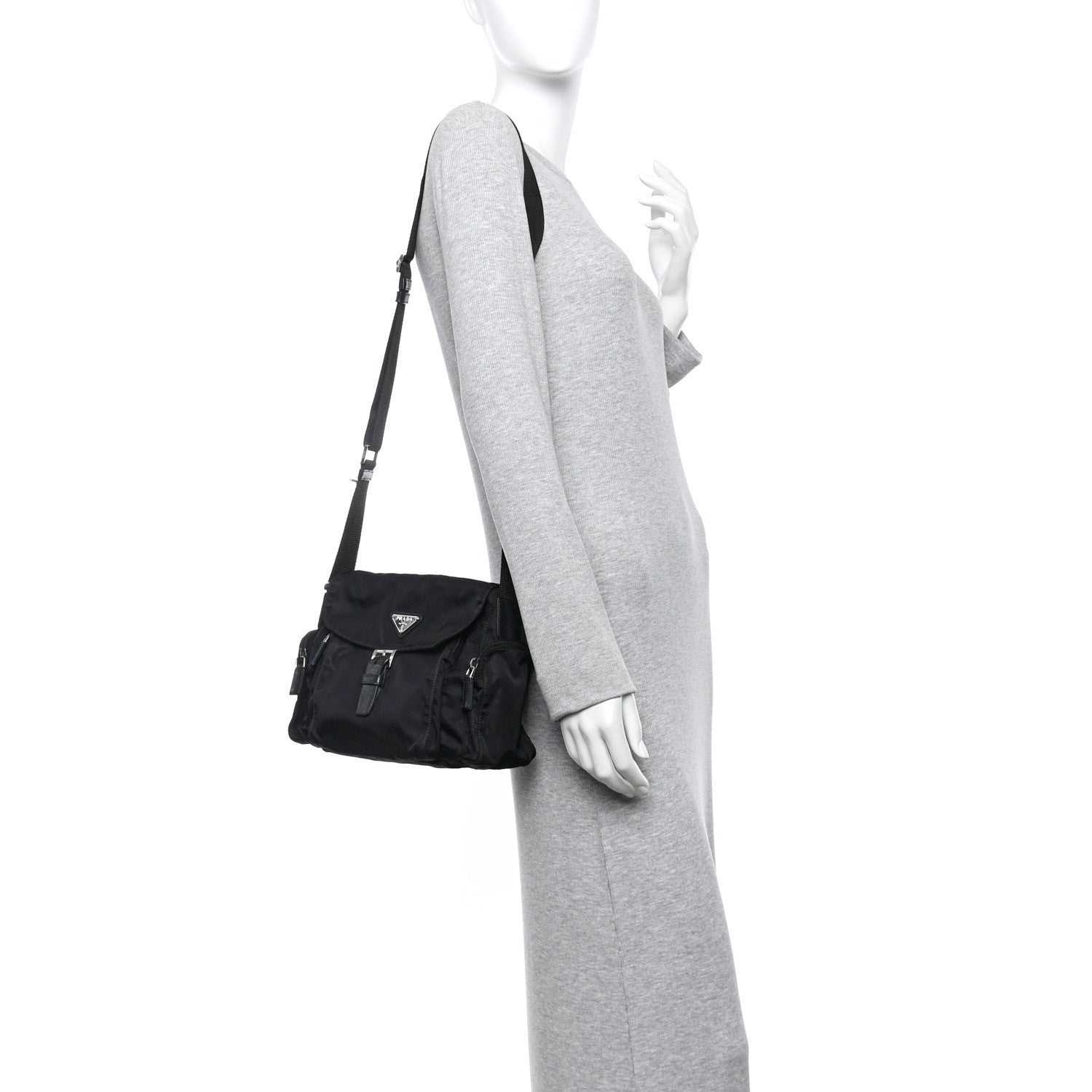 Tessuto Nylon Saffiano Small Vela Messenger Black