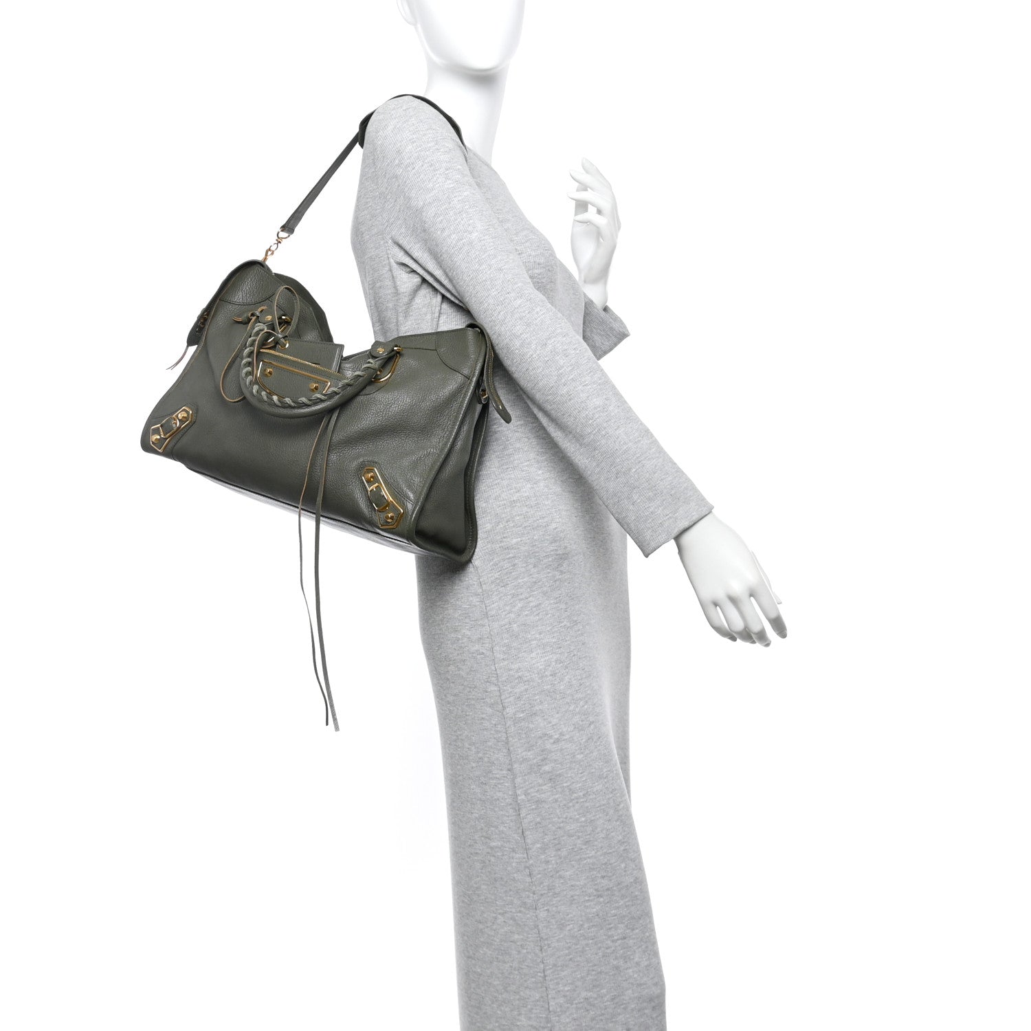 Chevre Gold Metallic Edge Hardware City Vert Lichen