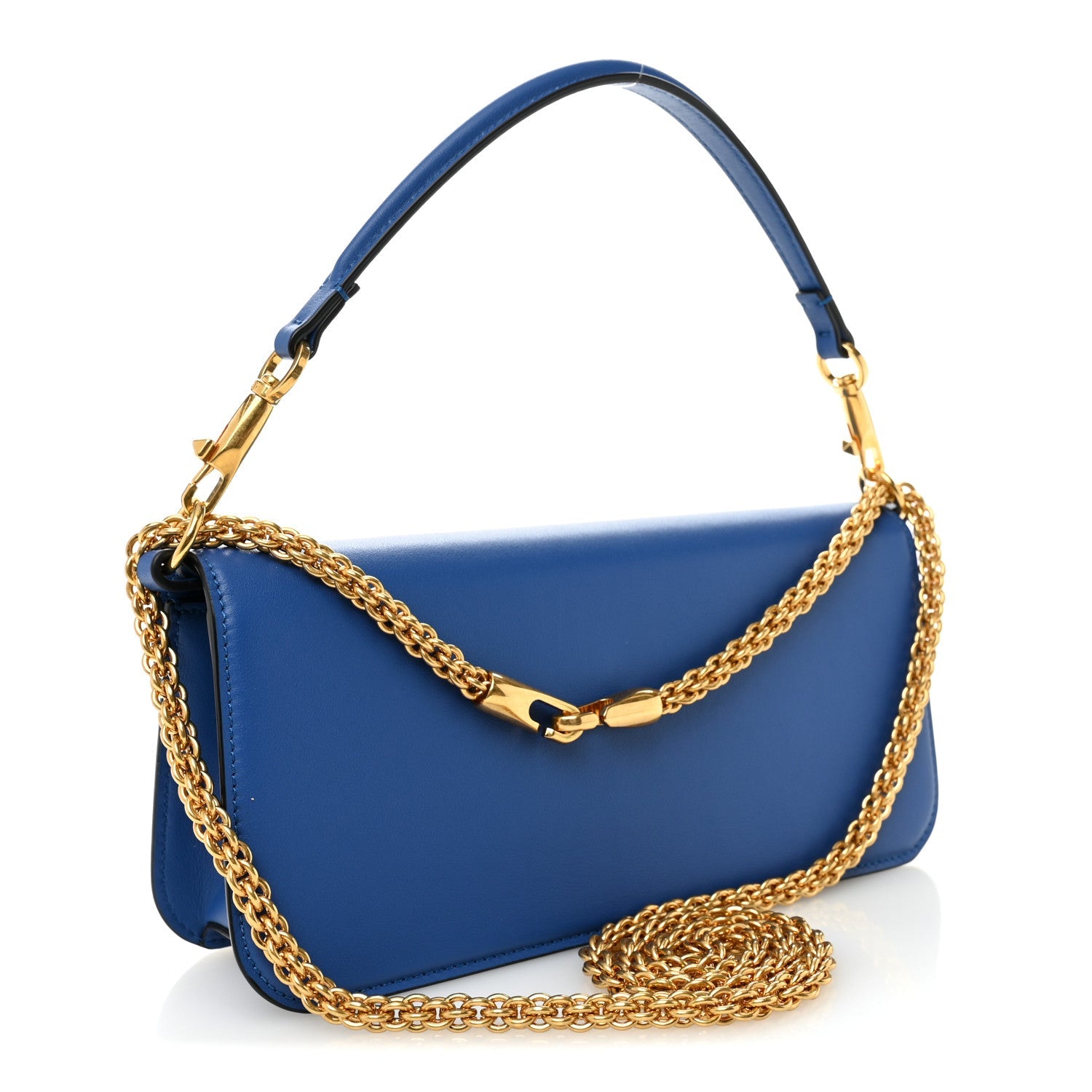 Calfskin Vlogo Loco Shoulder Bag Riverside Blue