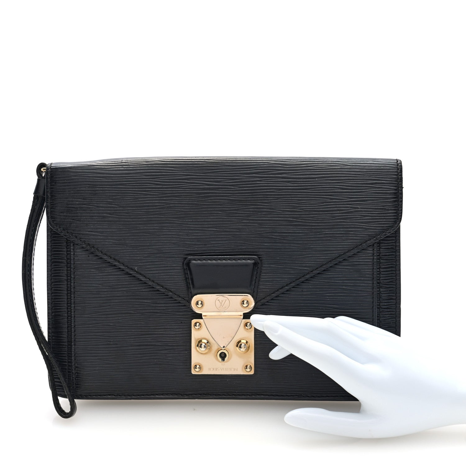 Epi Pochette Sellier Dragonne Clutch Black