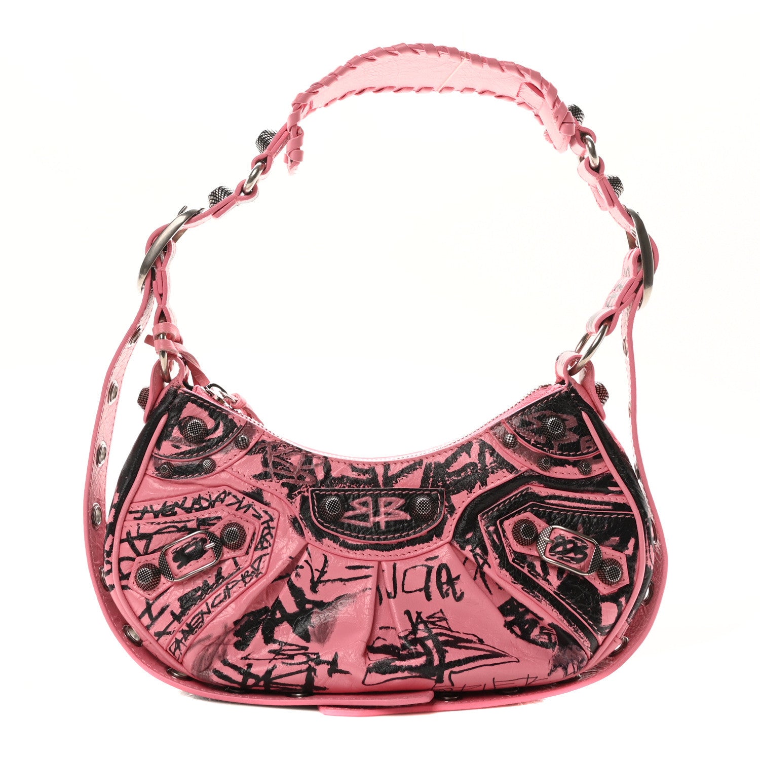 Agneau Arena Graffiti Le Cagole Shoulder Bag XS Sweet Pink