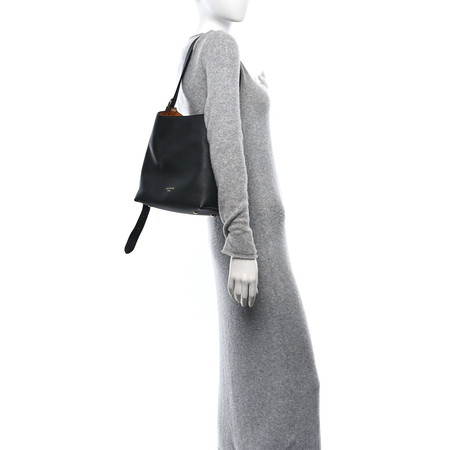 Grained Calfskin Low Key Hobo PM Black