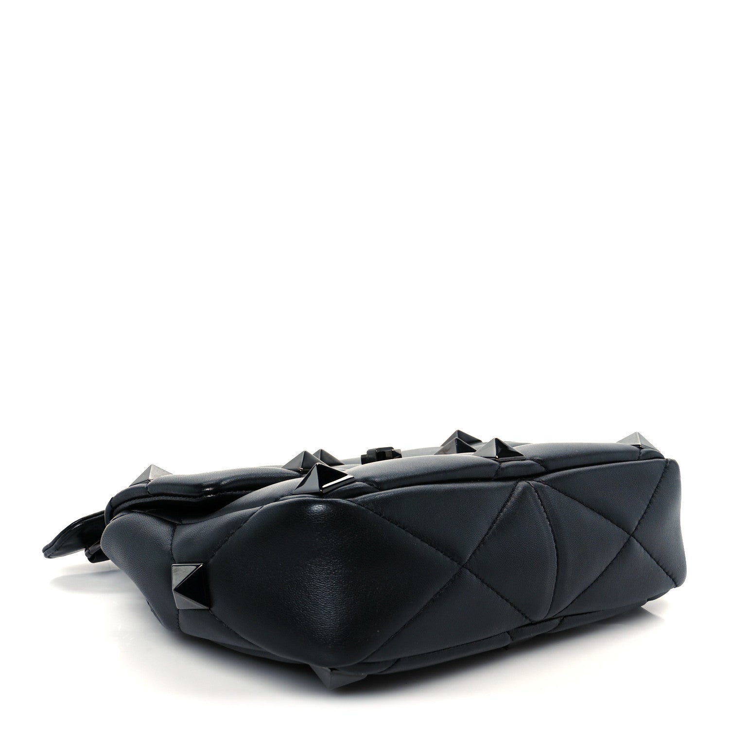 Nappa Monochrome Medium Roman Stud Shoulder Bag Black