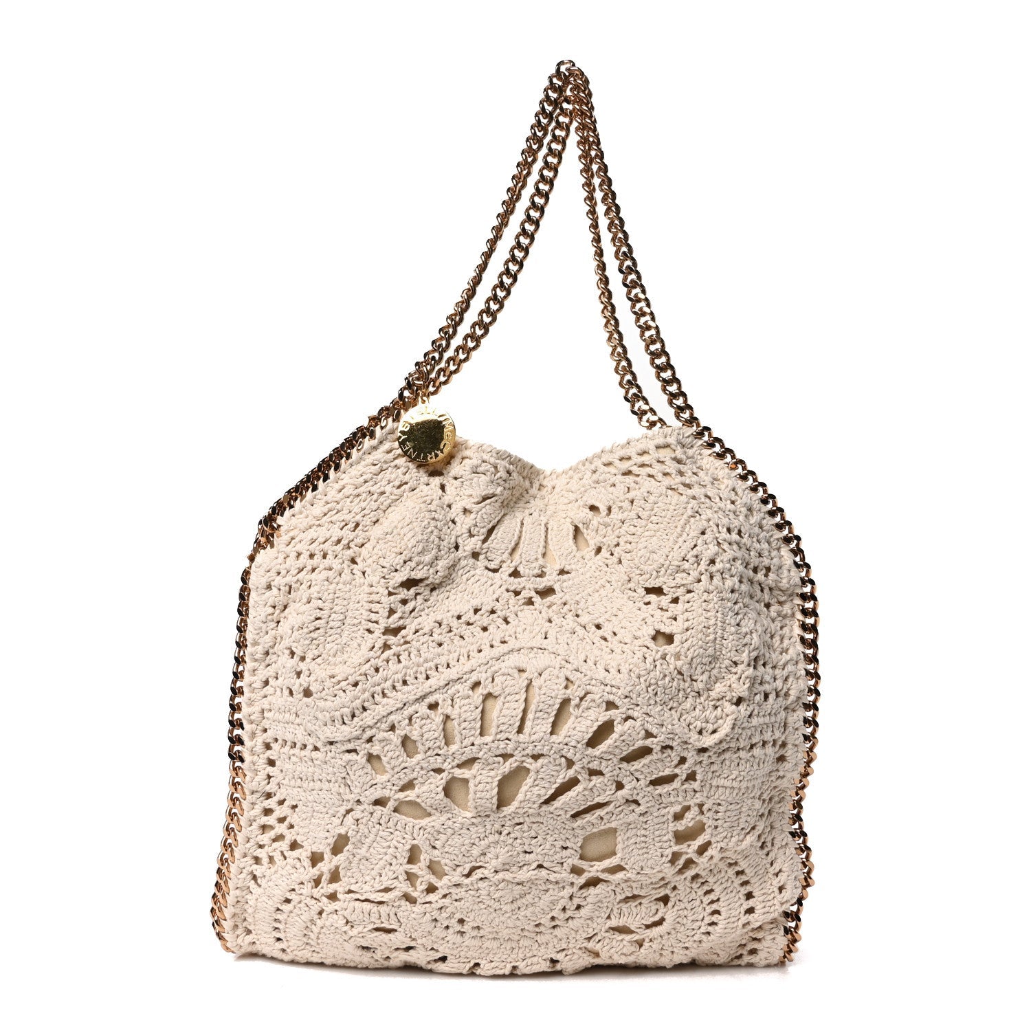 Cotton Crochet Falabella Ajouree Tote Bag White