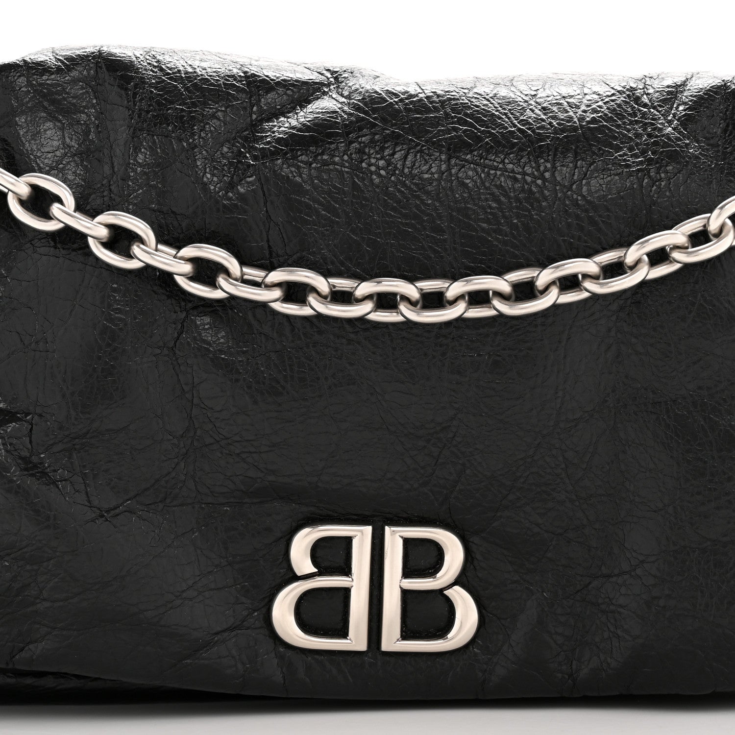 Arena Calfskin Small Monaco Chain Shoulder Bag Black