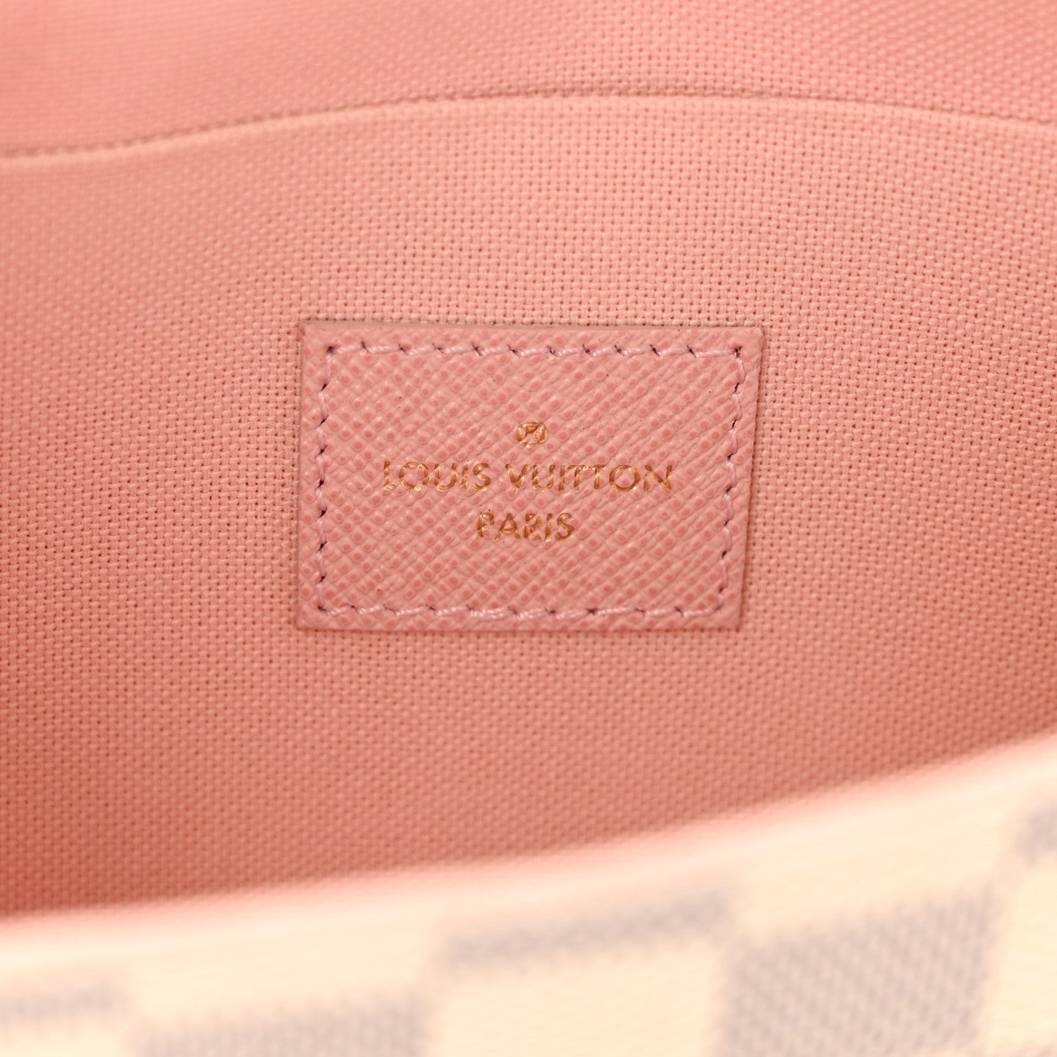 Damier Azur Pochette Felicie Chain Wallet Rose Ballerine