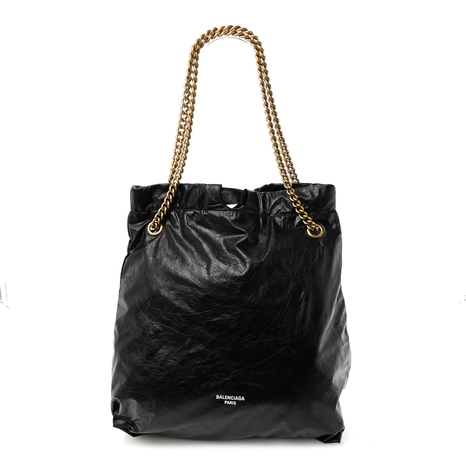 Crushed Calfskin Crush Medium Chain Tote Black