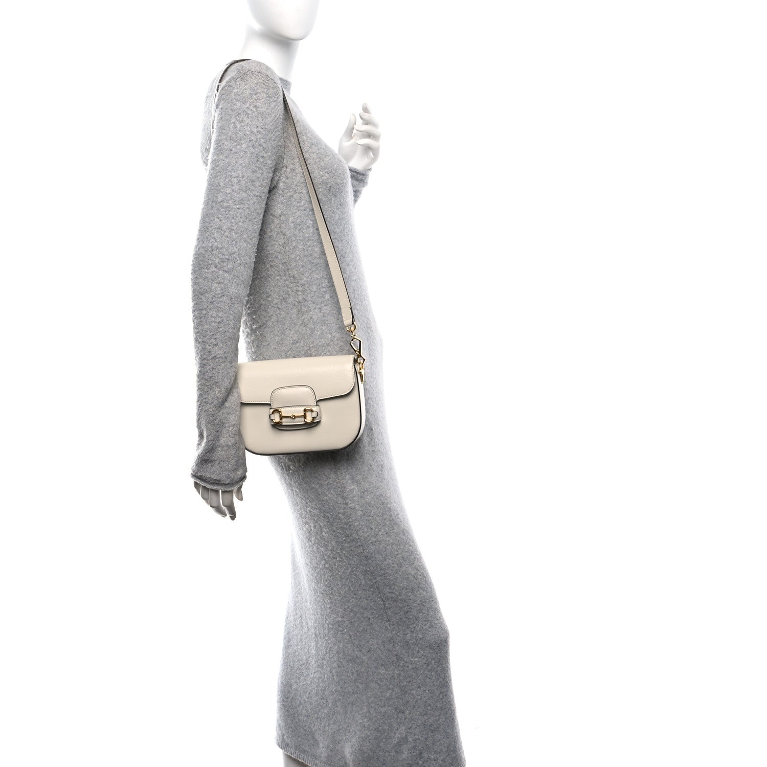 Azalea Calfskin Web Mini Horsebit 1955 Shoulder Bag Mystic White