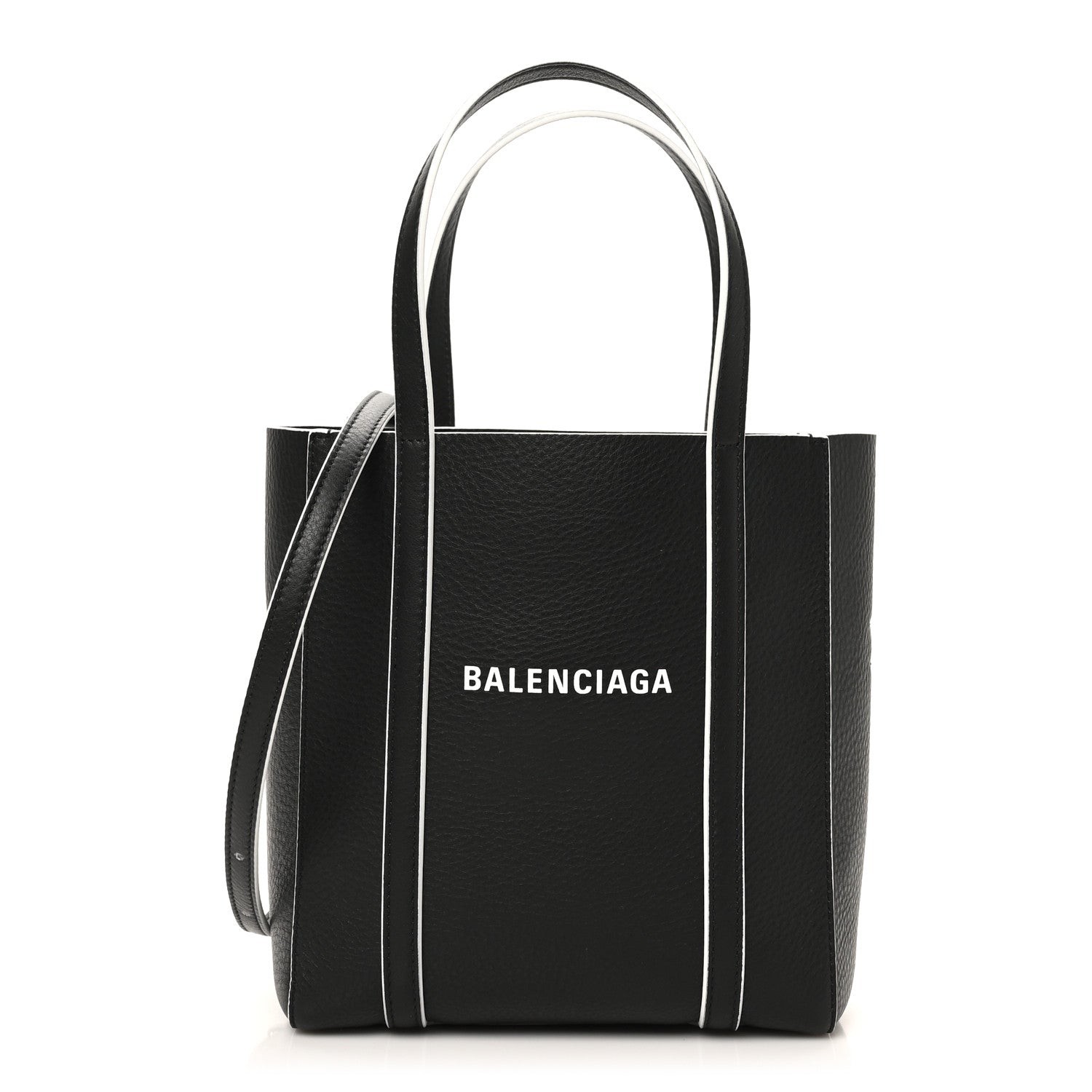 Smooth Calfskin Logo Double Sided XXS Everyday Tote Black White