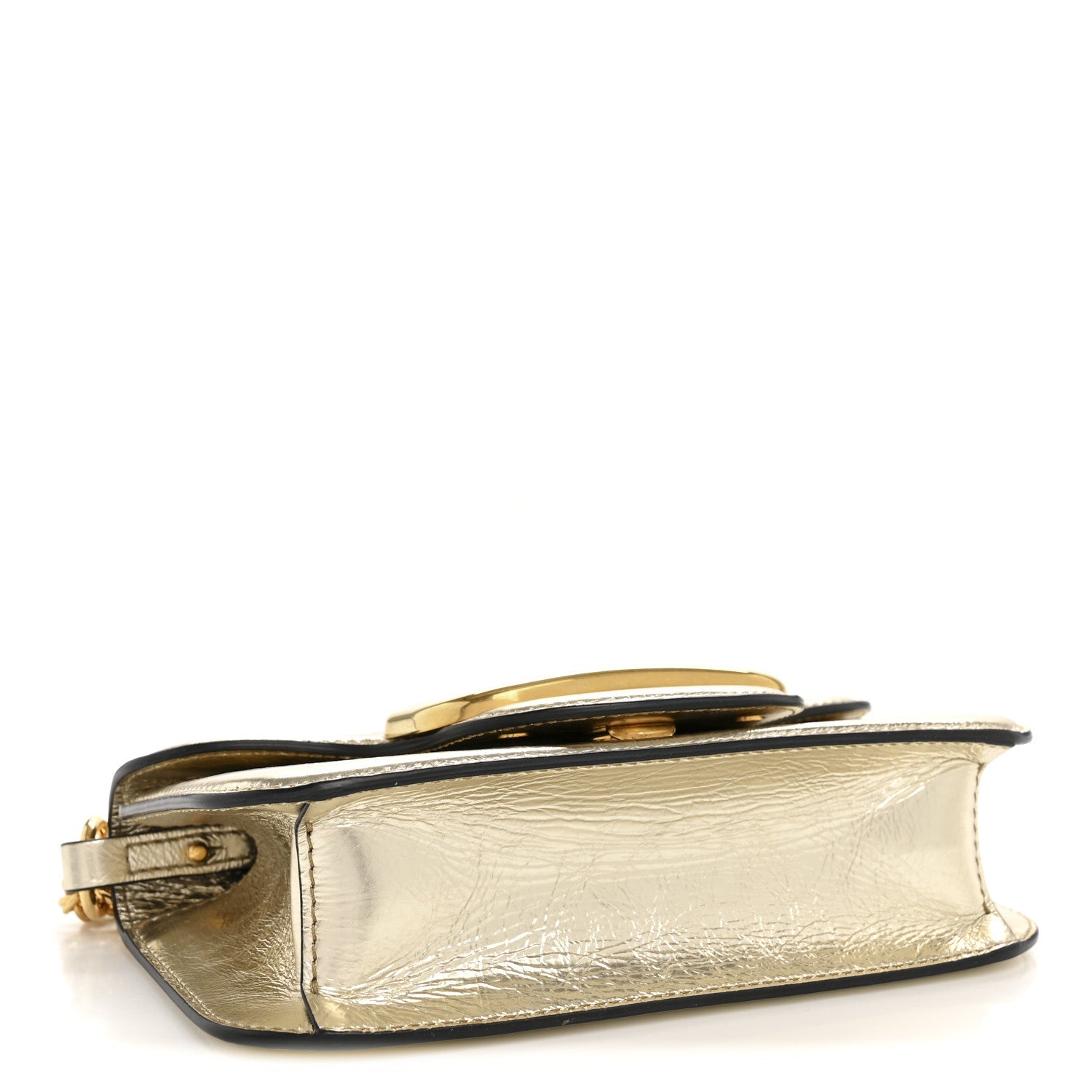 Metallic Crackle Effect Calfskin Vlogo Small Loco Shoulder Bag Platino