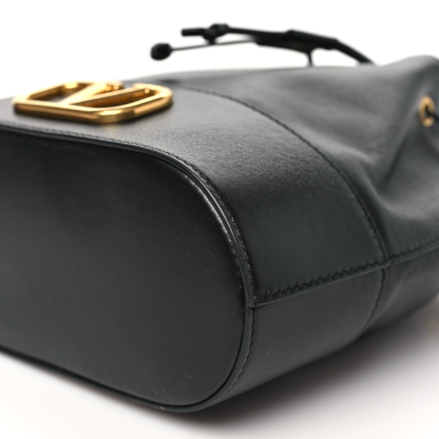 Nappa Mini VLogo Signature Chain Bucket Bag Black