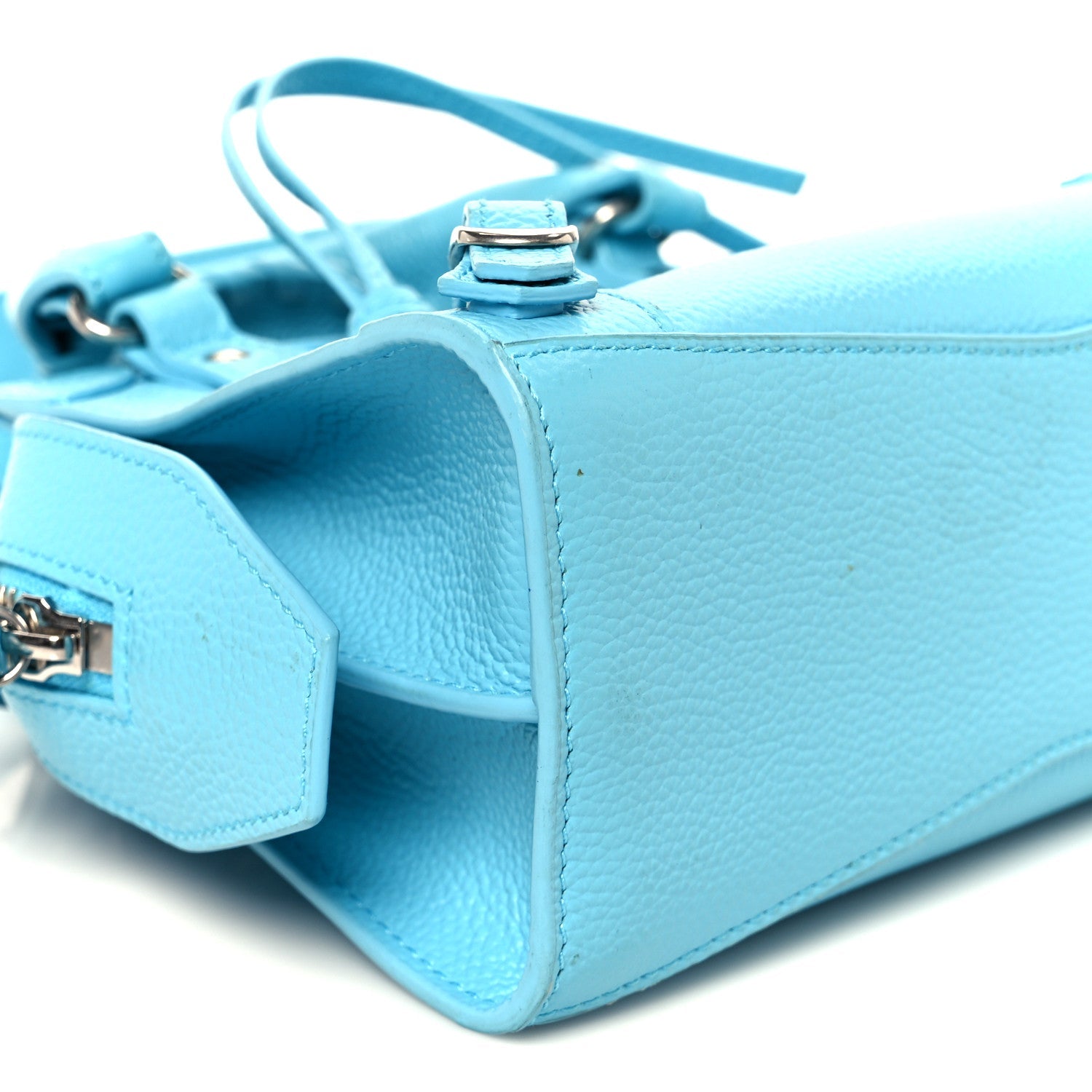 Grained Calfskin Neo Classic Silver Hardware Mini City Azur