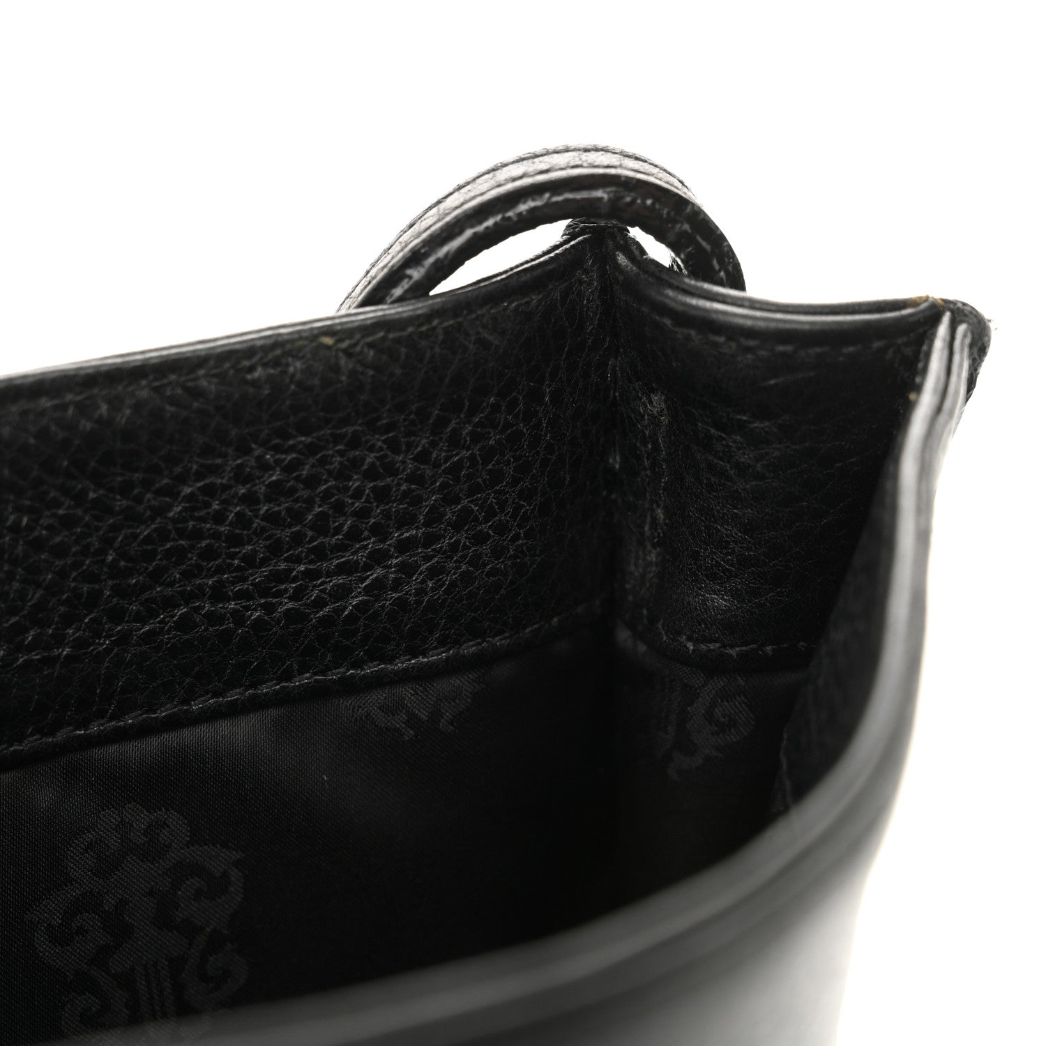 Grained Calfskin Fleur De Lis Square Pocket Crossbody Black