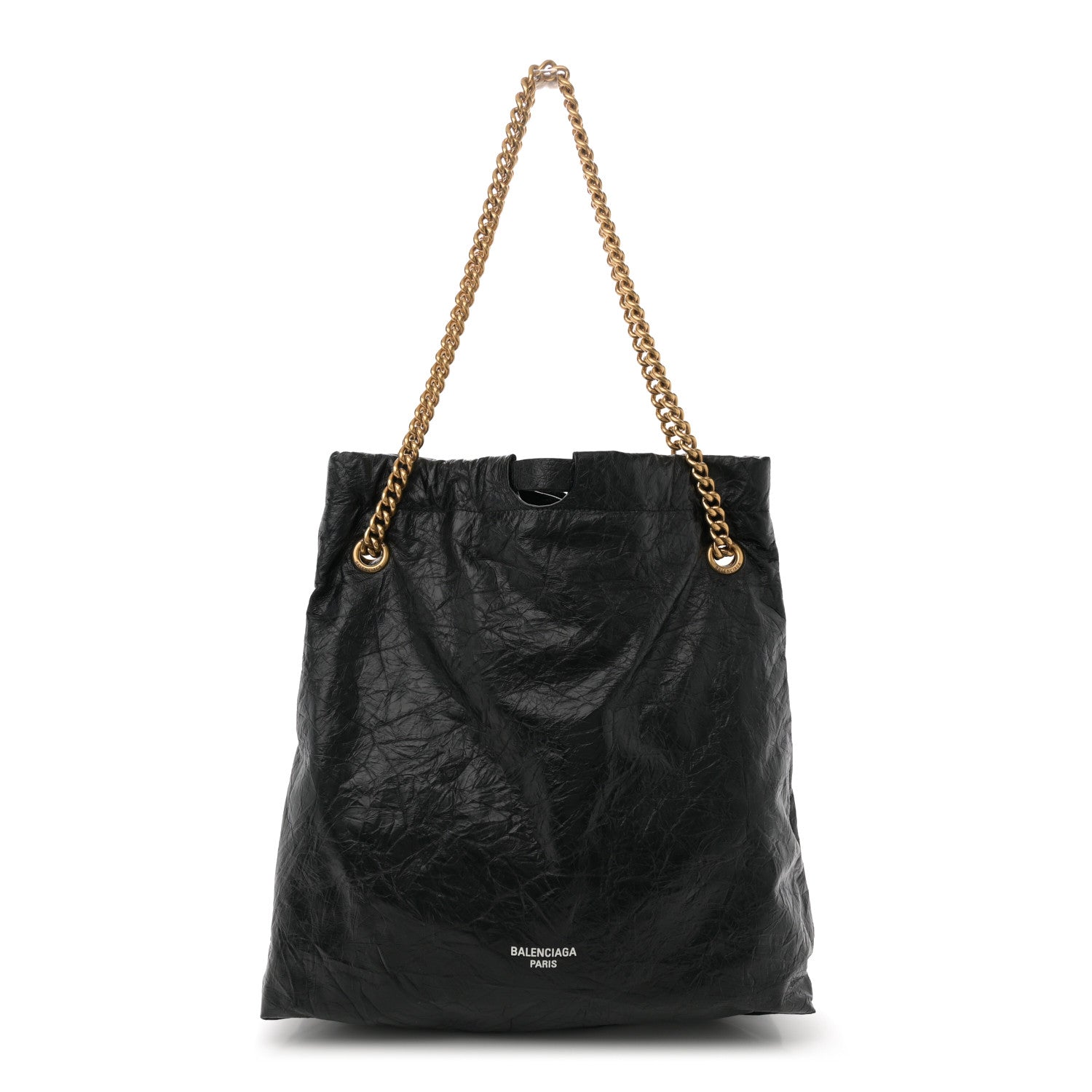 Crushed Calfskin Crush Medium Chain Tote  Black