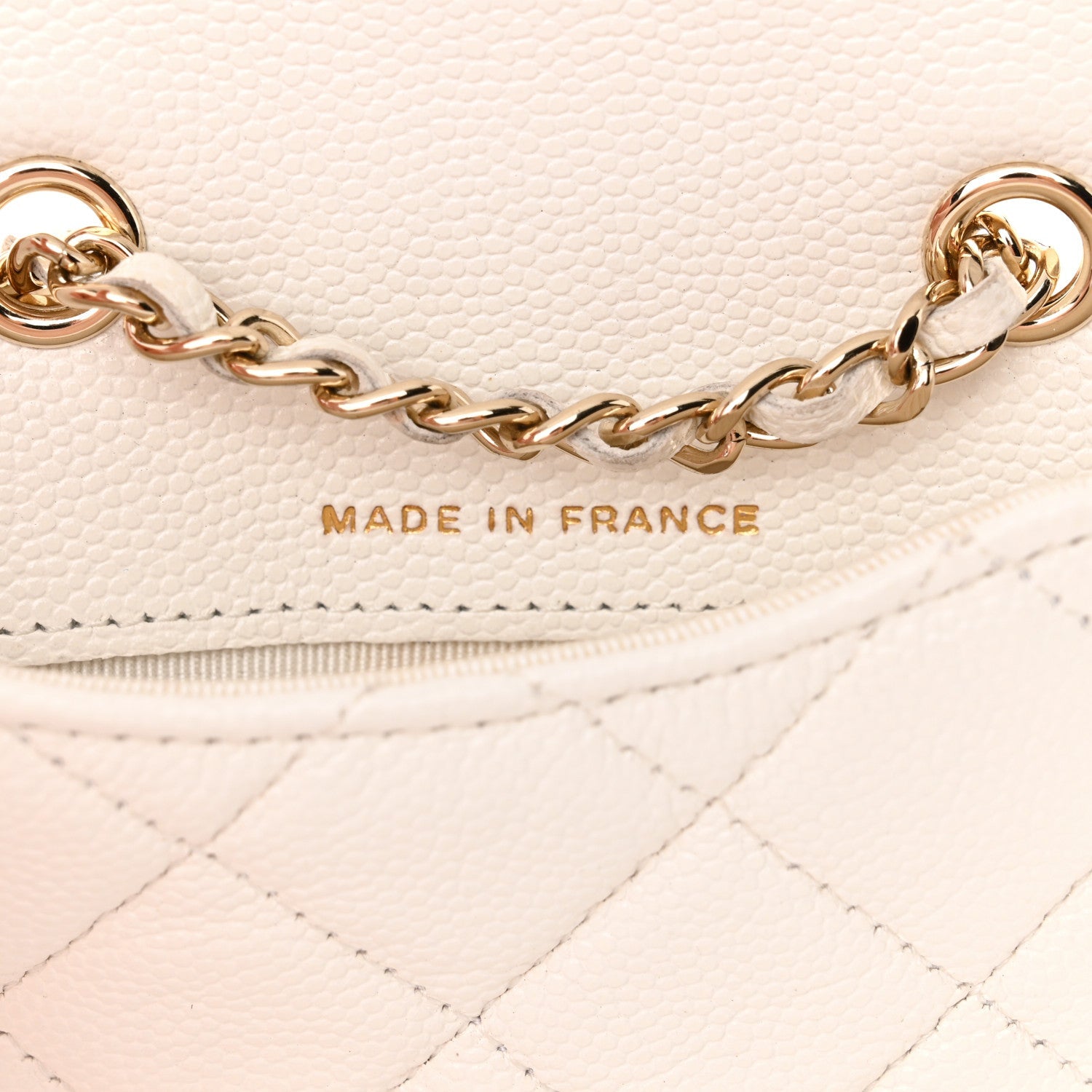 Caviar Quilted Mini Chain Belt Bag White