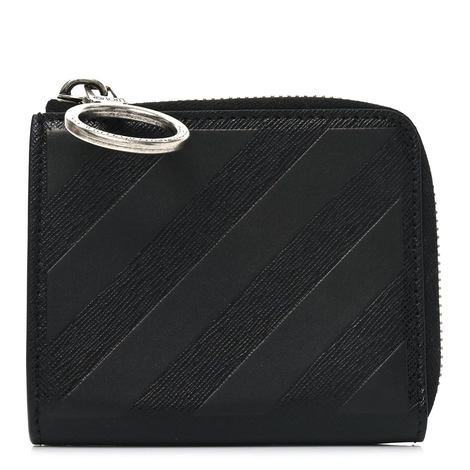 Calfskin 3D Diag Zip Around Wallet Wallet Black