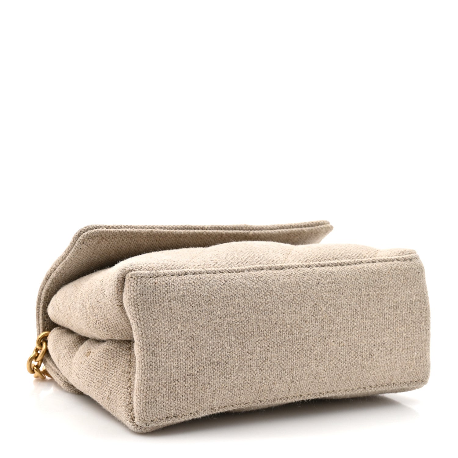 Linen Diagonal Quilted Jackhammer 17 Shoulder Bag Beige