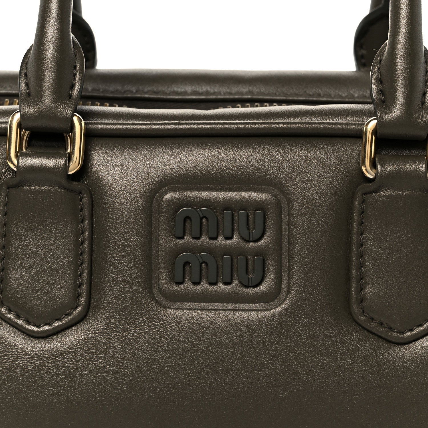 Calfskin Arcadie Top Handle Bag Military Green