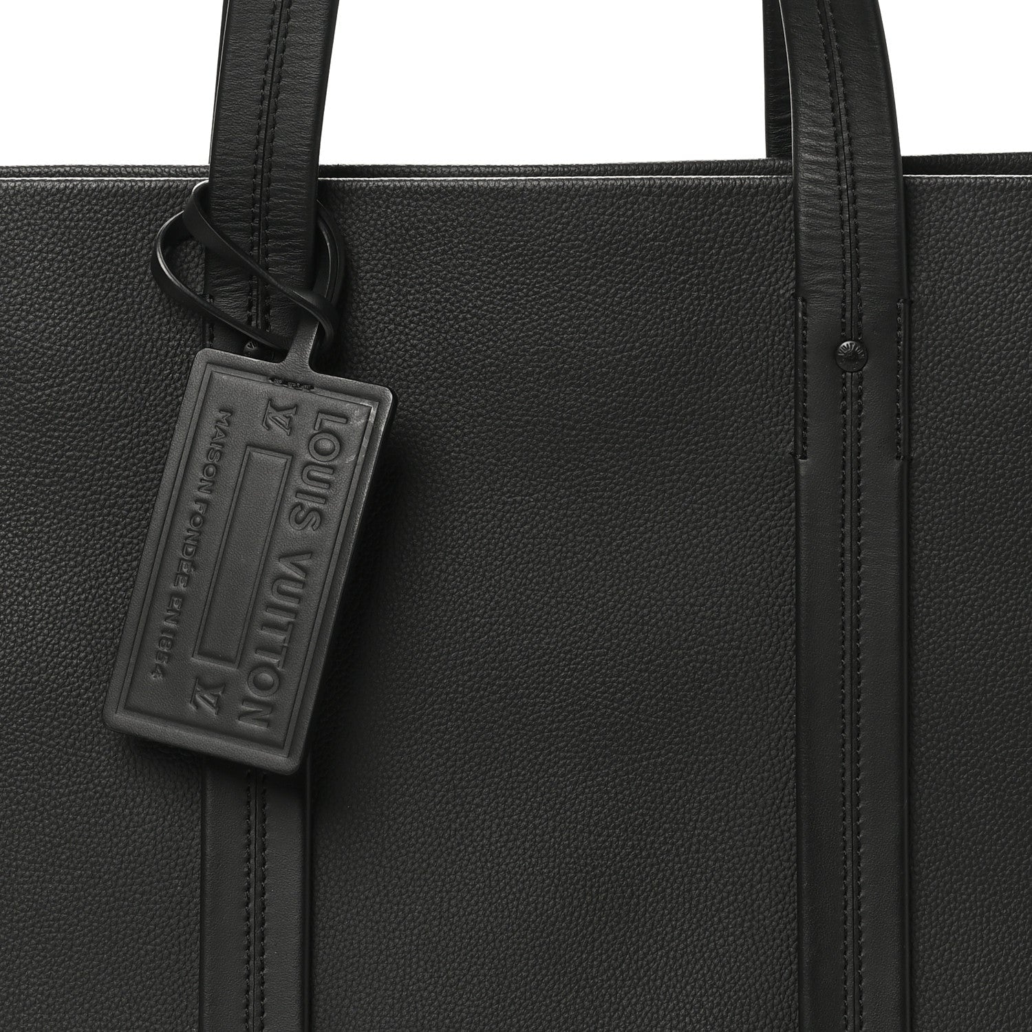 Grained Calfskin LV Aerogram Tote Black