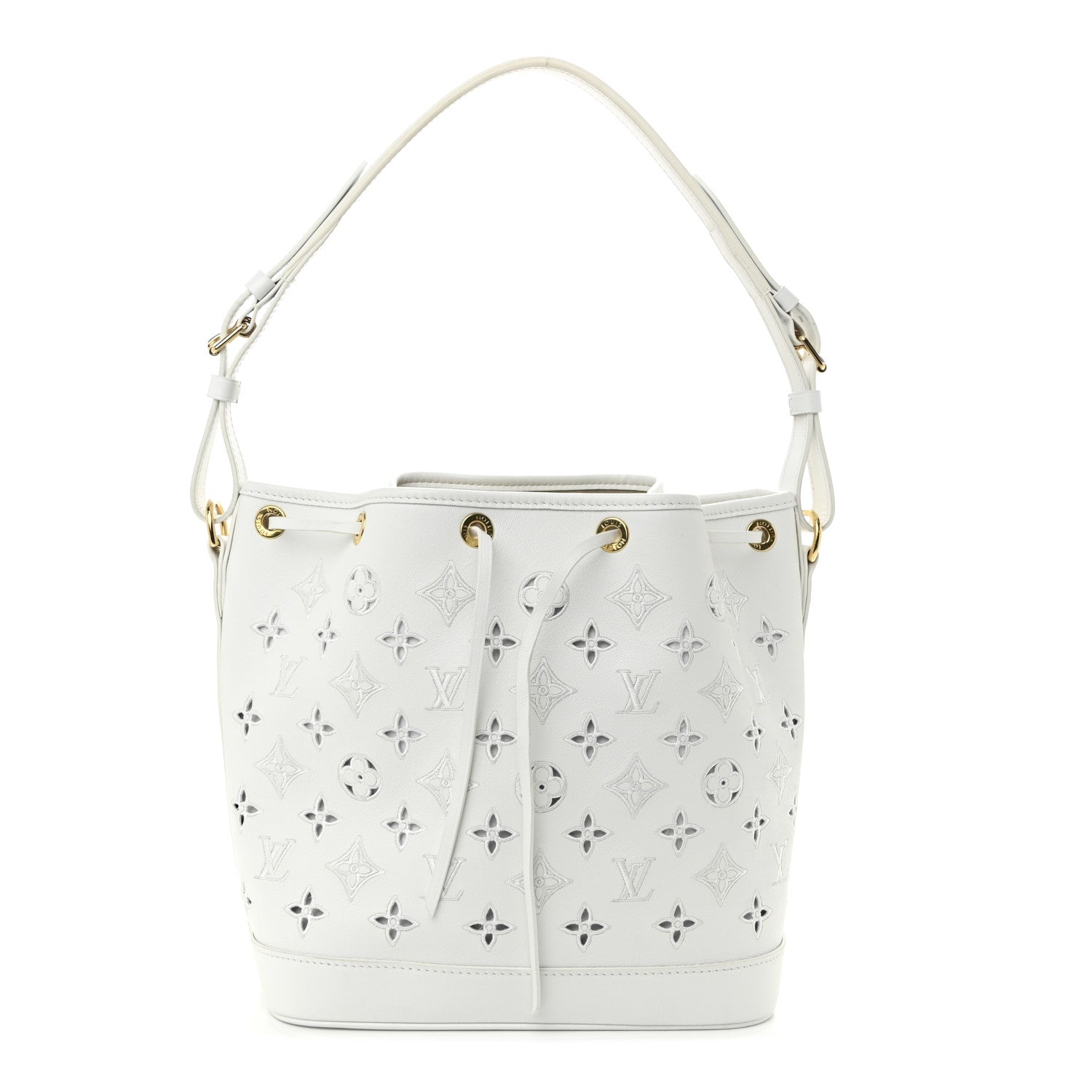 Calfskin Monogram Cutout Petit Noe White