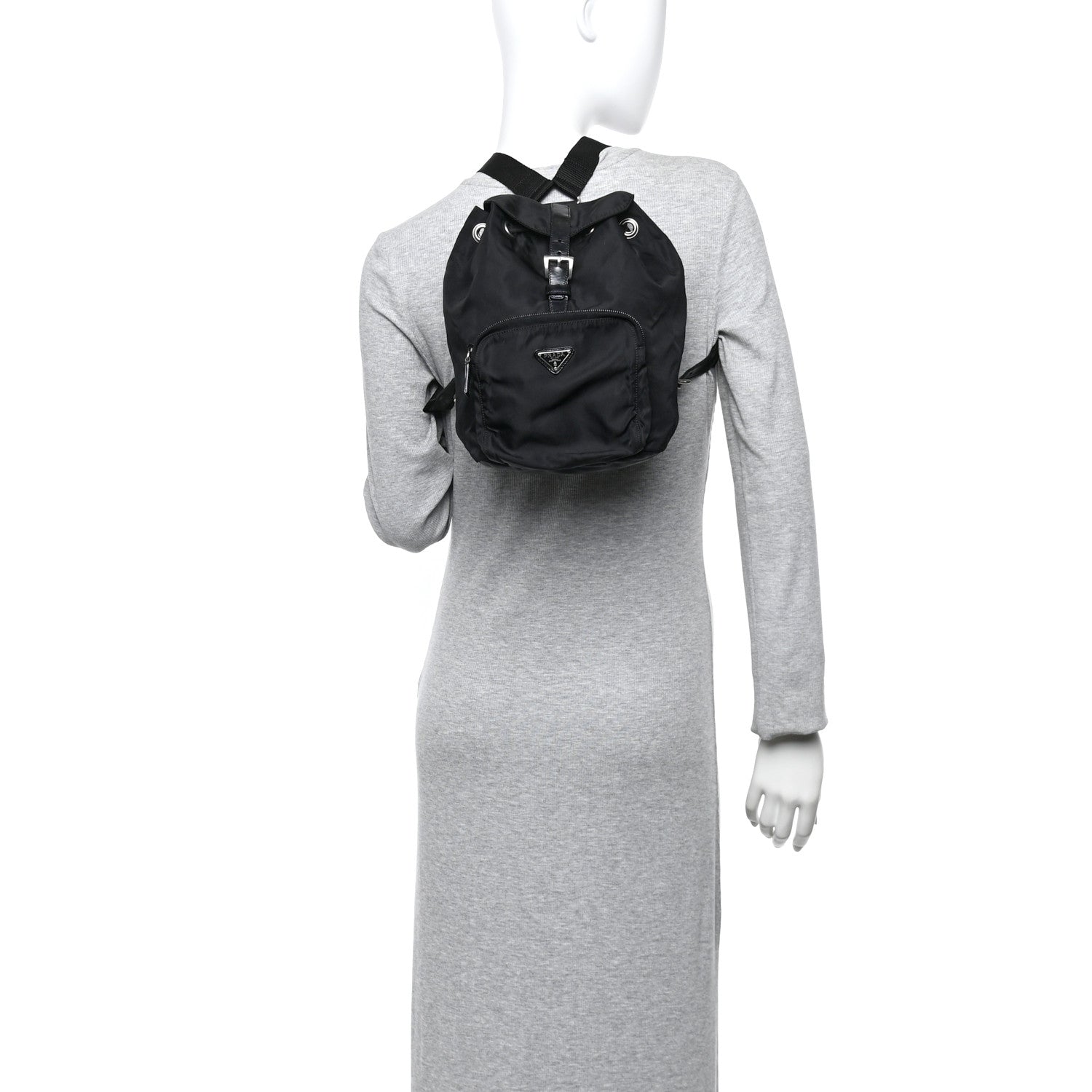 Nylon Vela Mini Cinch Backpack Black